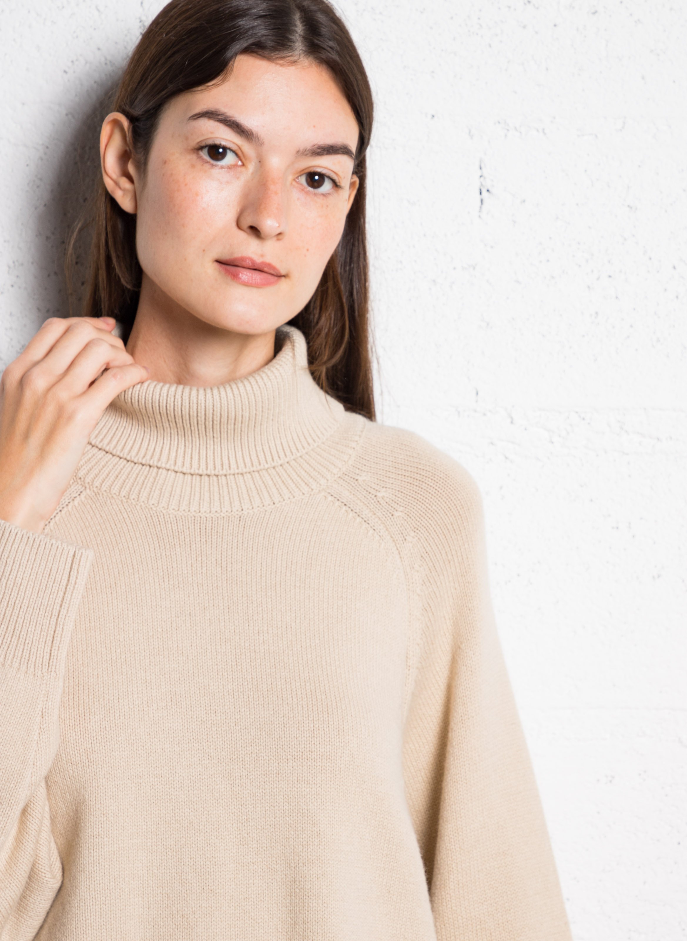 Korte wollen en katoenen truijurk BA&SH Beige