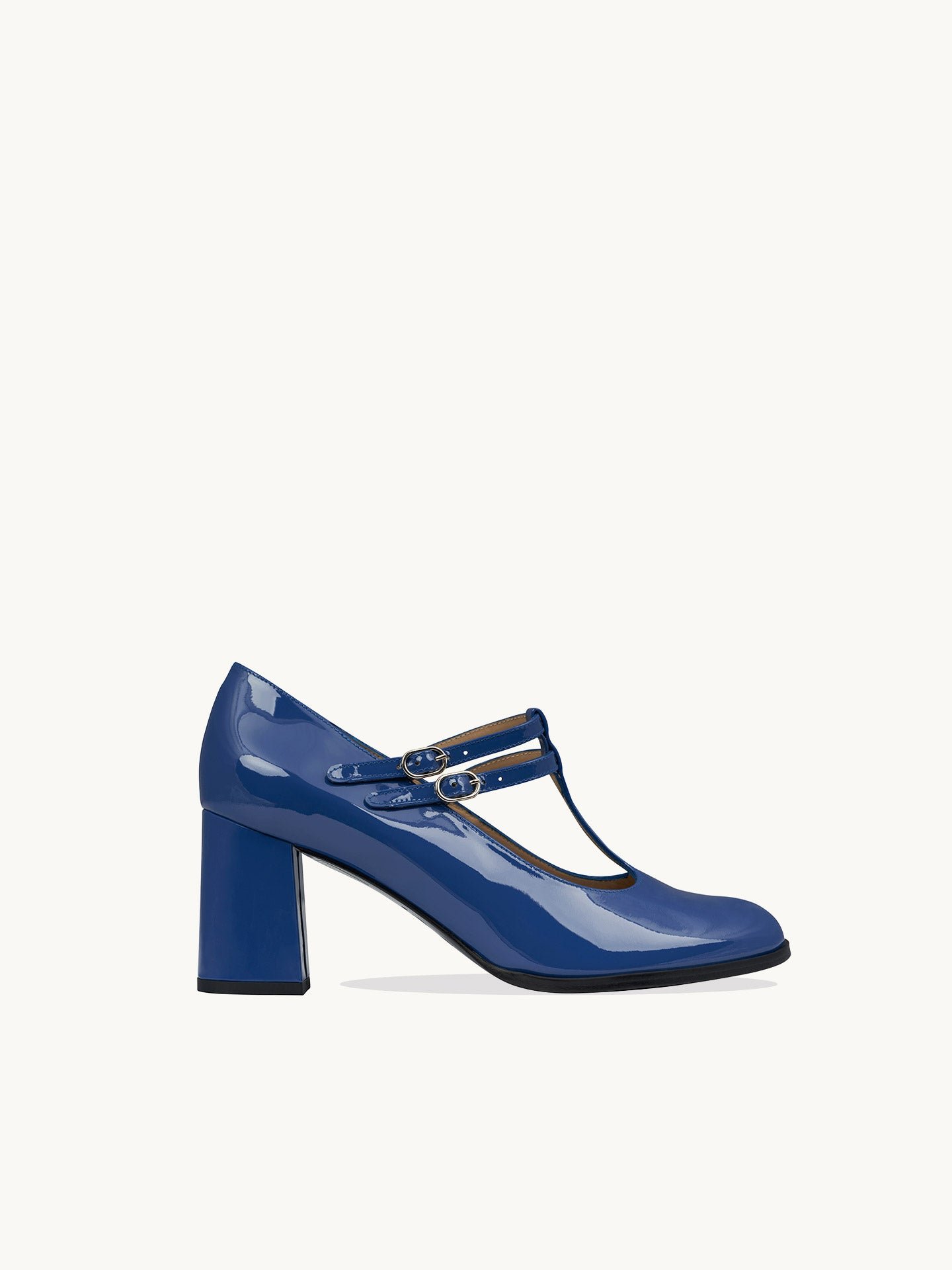 Babies with patent leather T-strap heels EMZI PARIS Blue