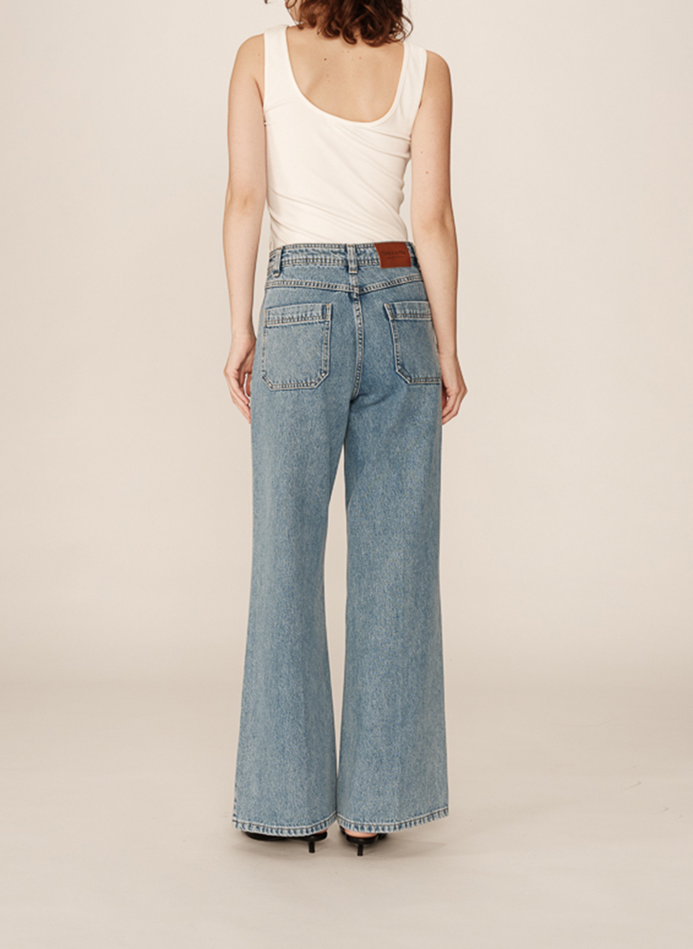 Rechte broek met wijde pijpen GRACE ET MILA Blauw