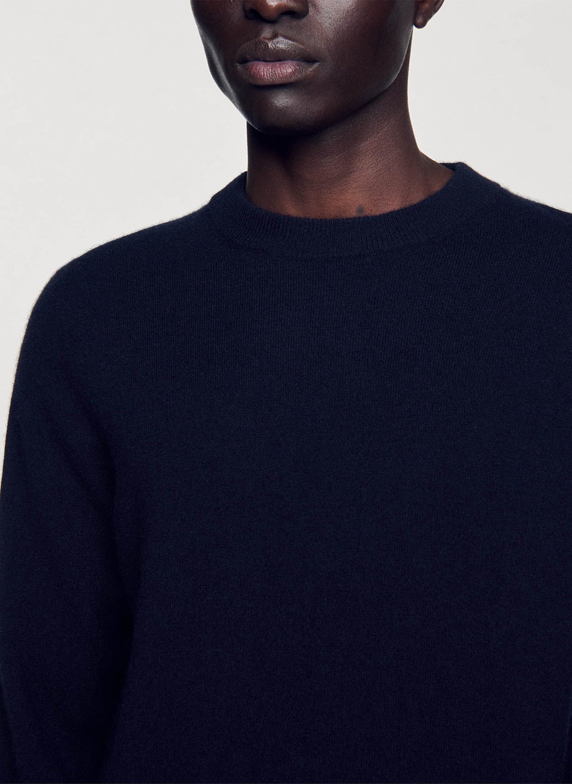 Pull col rond regular-fit en cachemire SANDRO Bleu