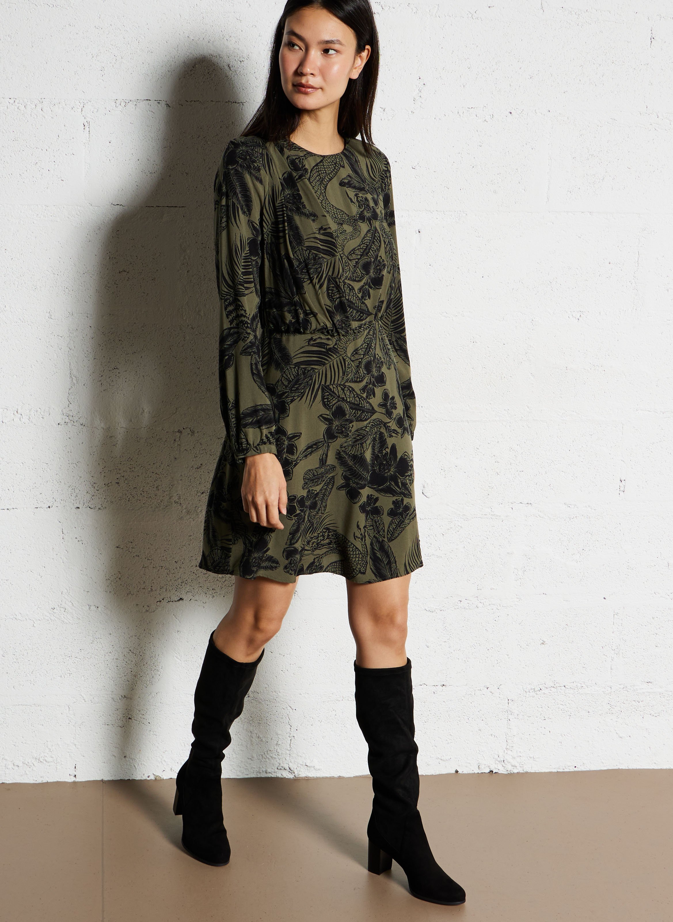 Stretch velvet knee-high boots COSMOPARIS Black