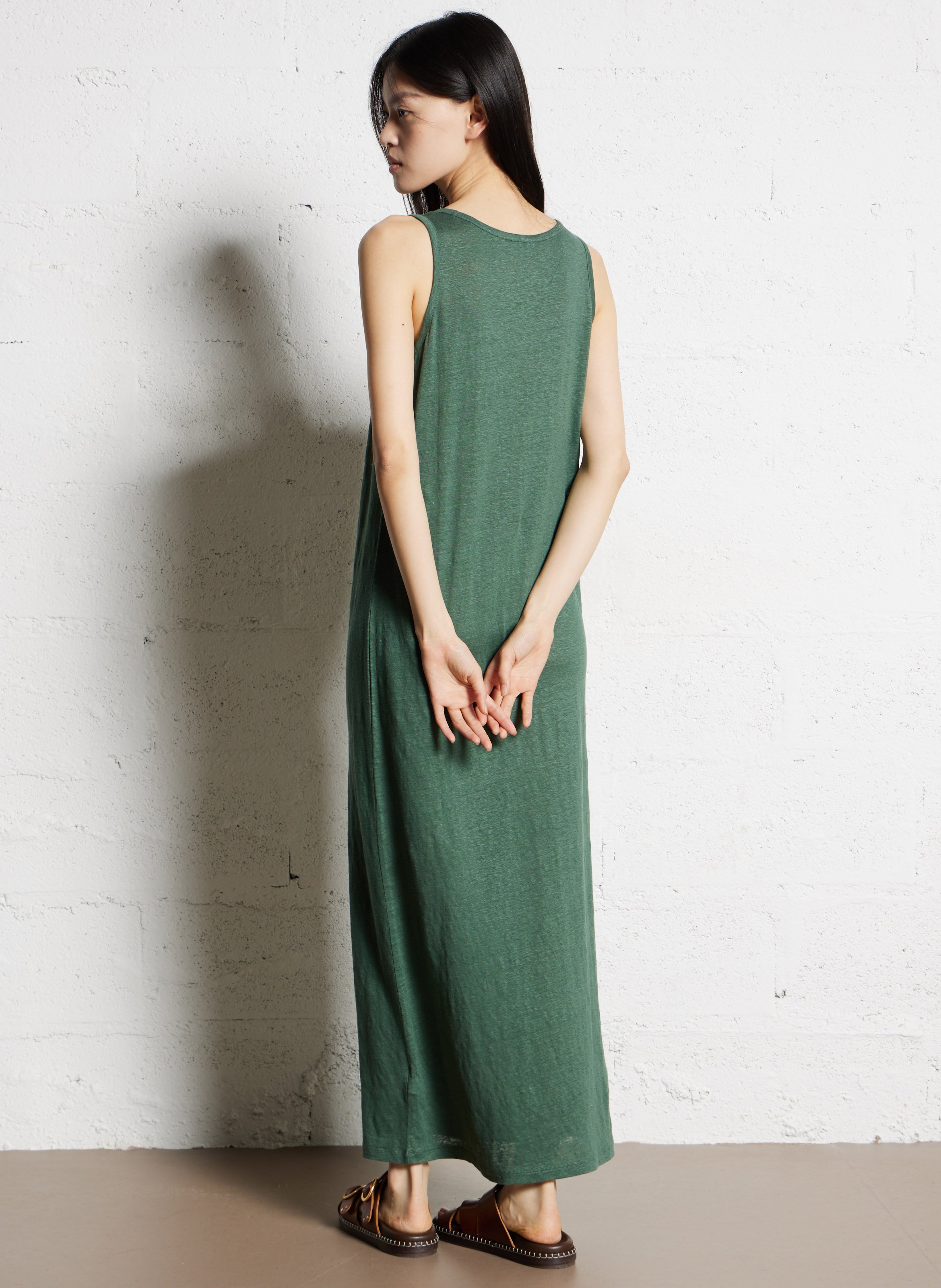 Robe débardeur en lin mélangé MAJESTIC FILATURES Vert