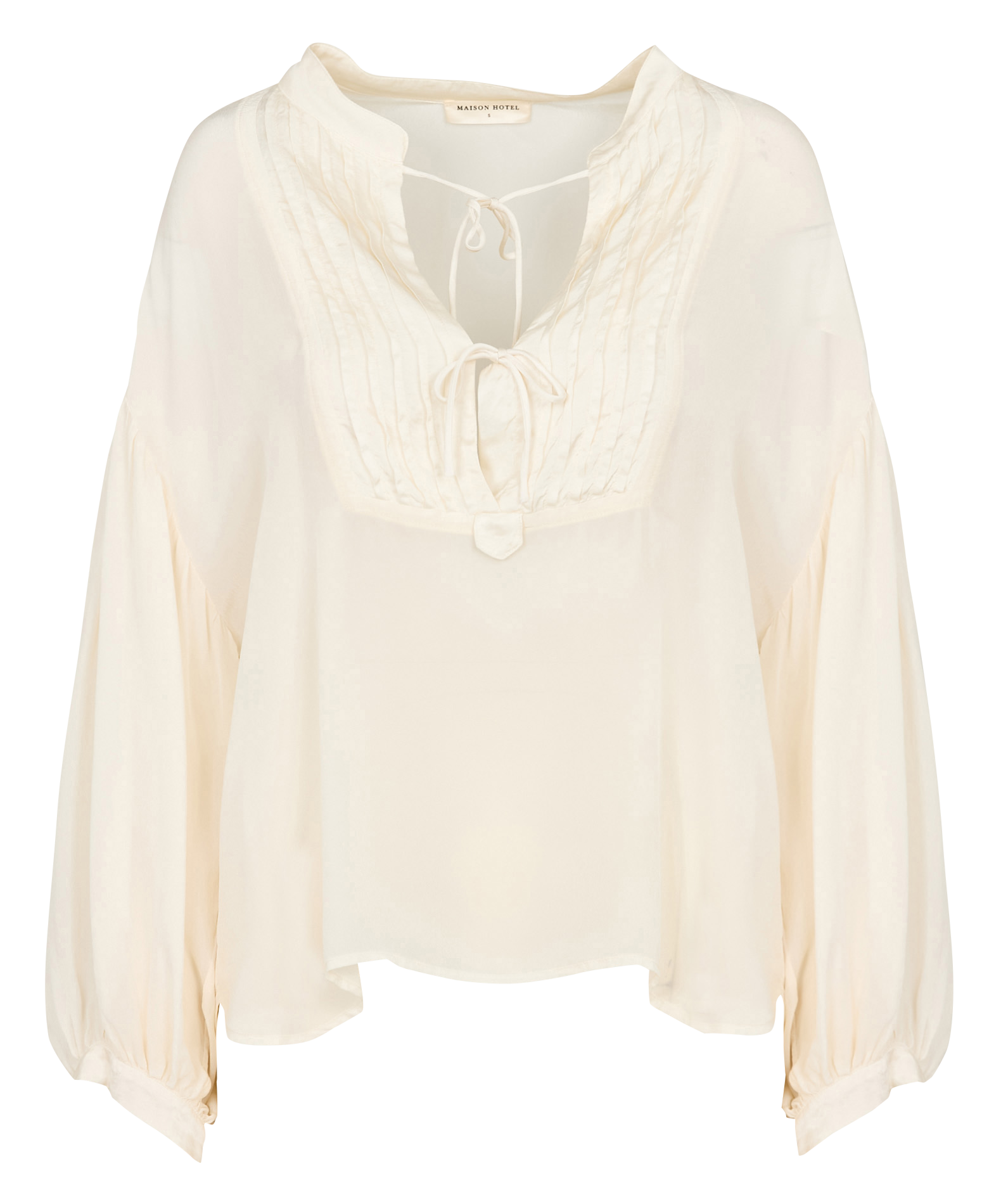 Round-neck satin blouse MAISON HOTEL Beige
