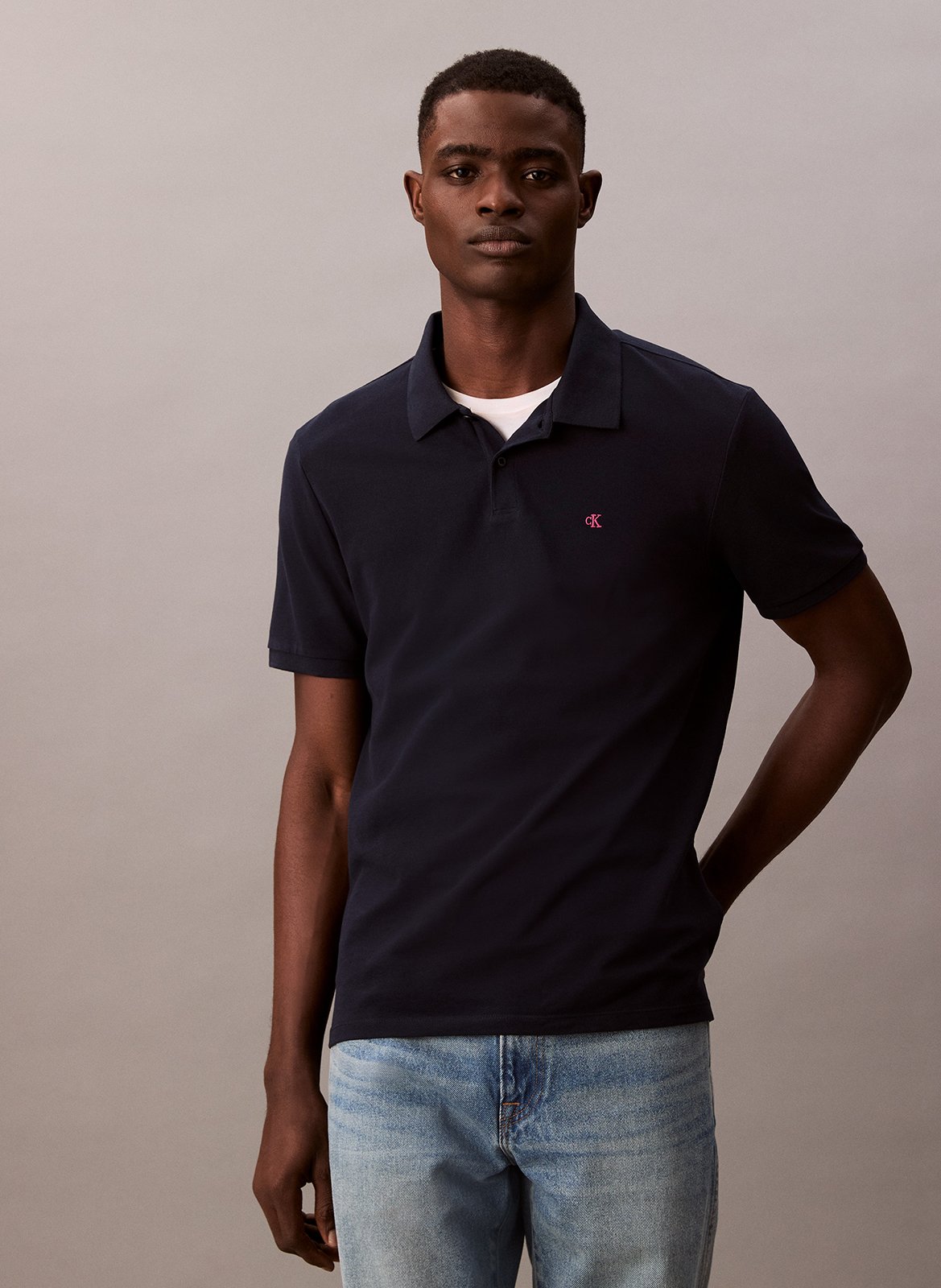 Polo manches courtes regular en coton CALVIN KLEIN Bleu