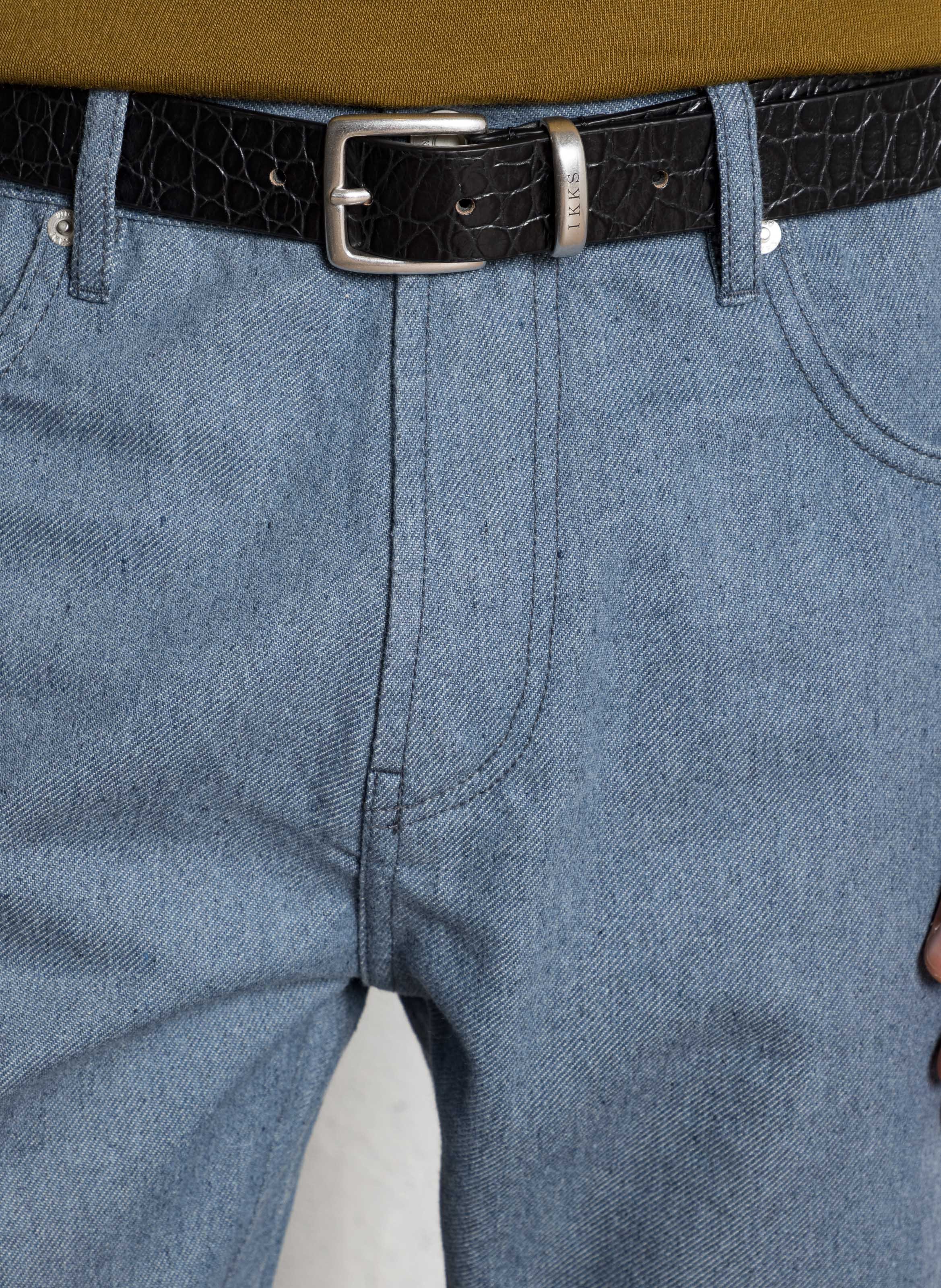 Alligator-effect leather belt with buckle IKKS Black