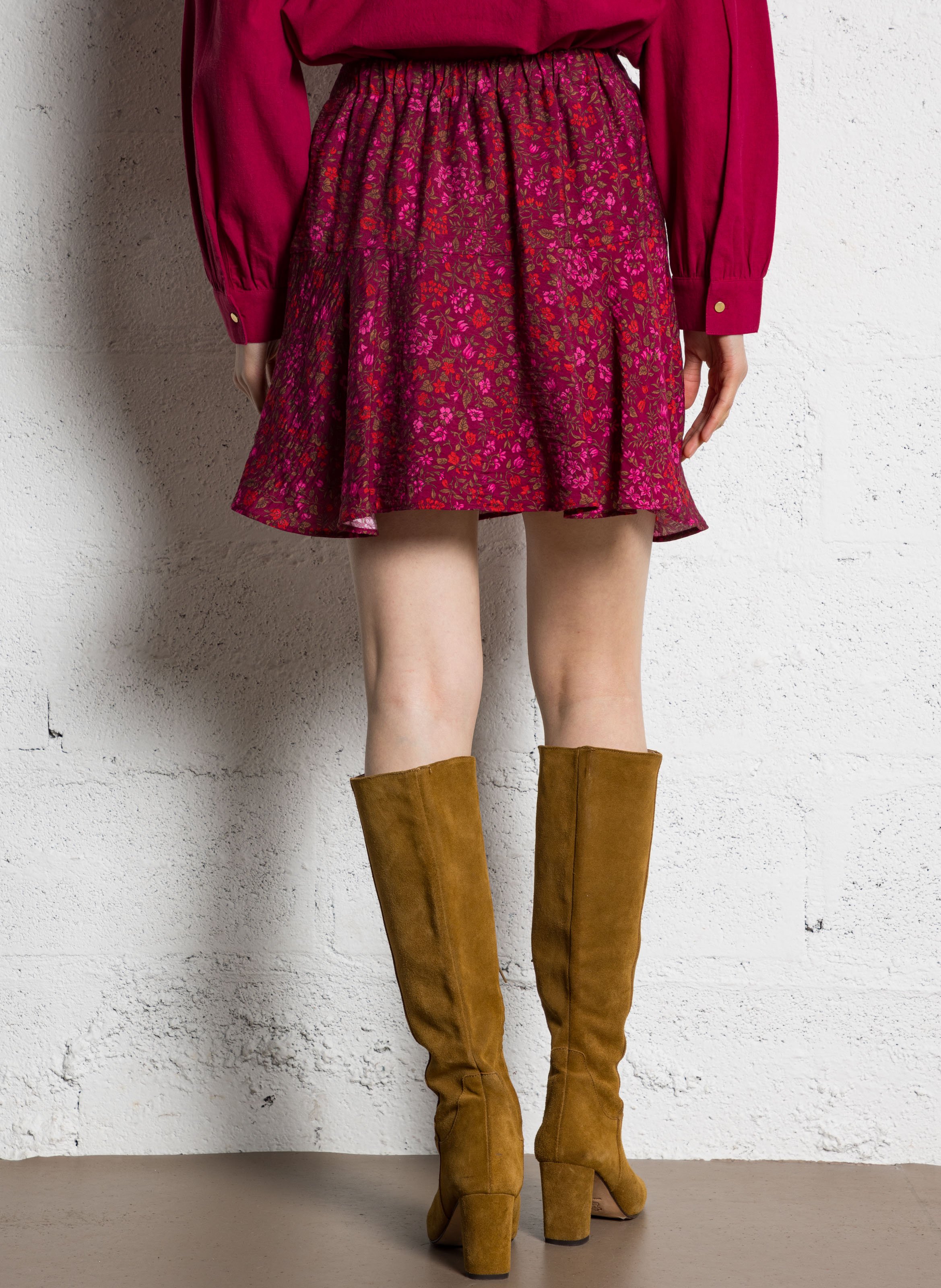 Axiroad printed midi skirt I CODE Pink