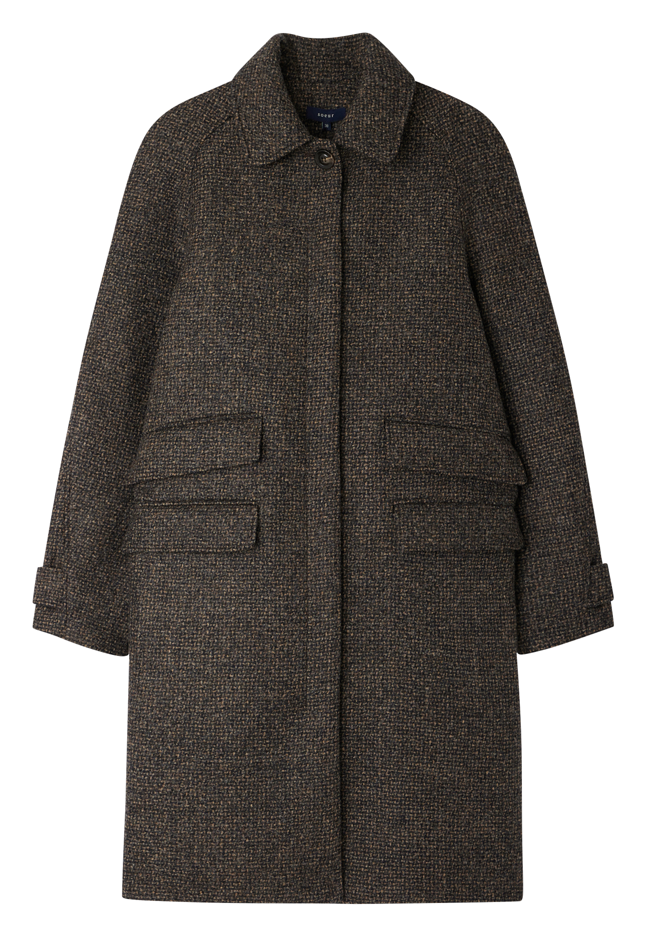 Classic-collar wool-mix coat SOEUR Brown