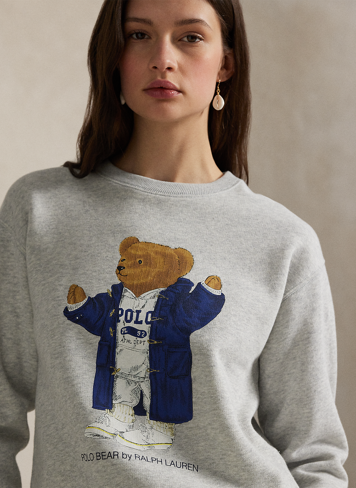 Sweat col rond en coton mélangé POLO RALPH LAUREN Gris