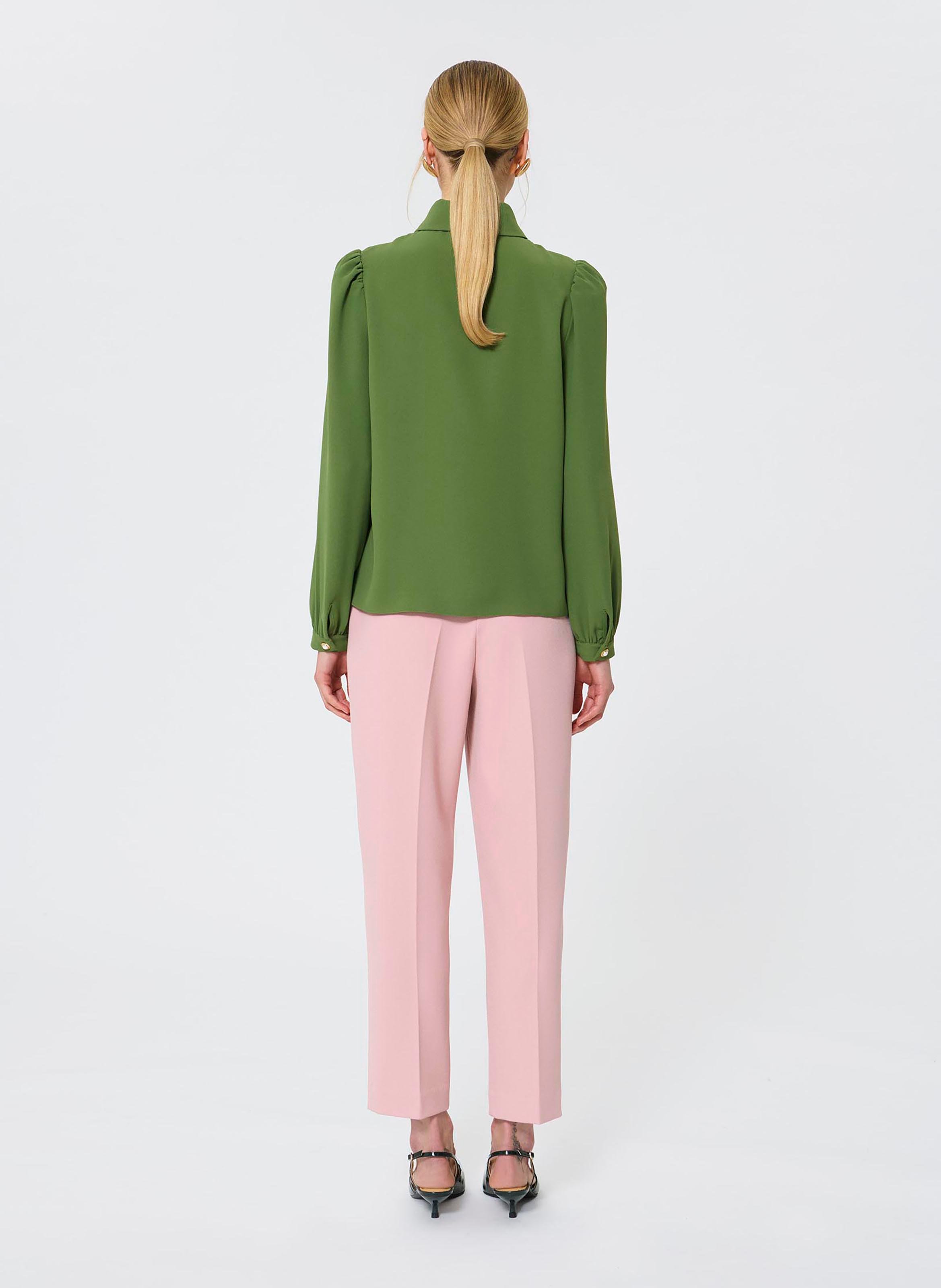 Blusa con colletto in pelle TARA JARMON Verde