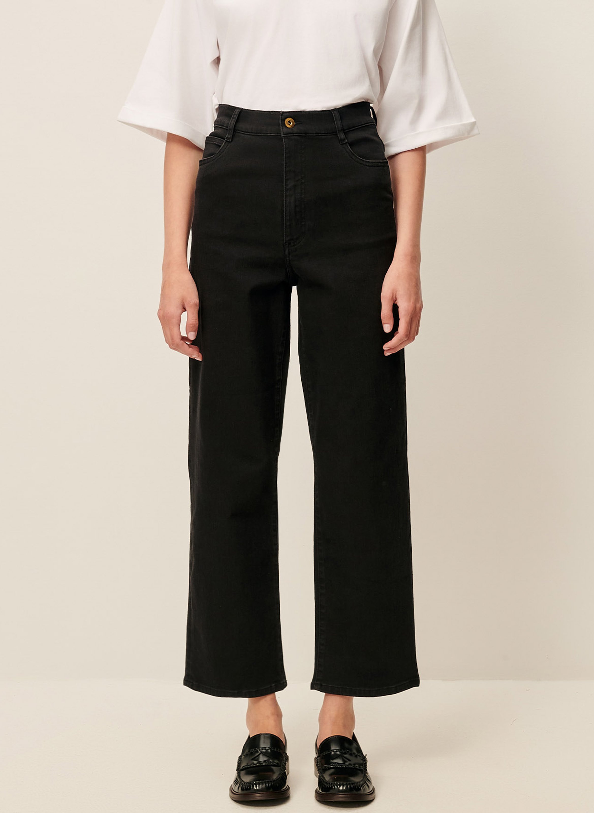 High-rise straight-leg jeans SESSUN Black