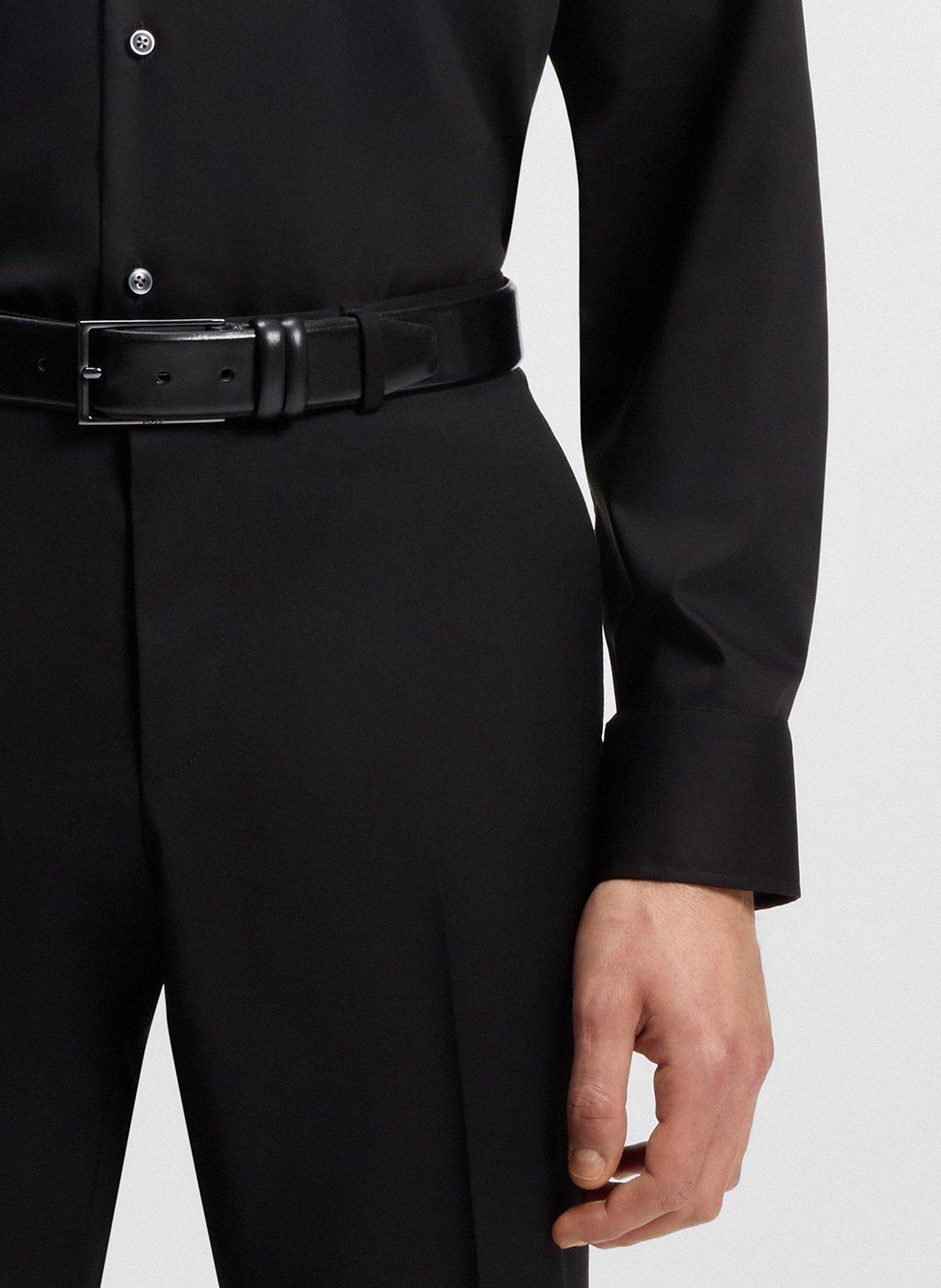 Leather belt BOSS Black