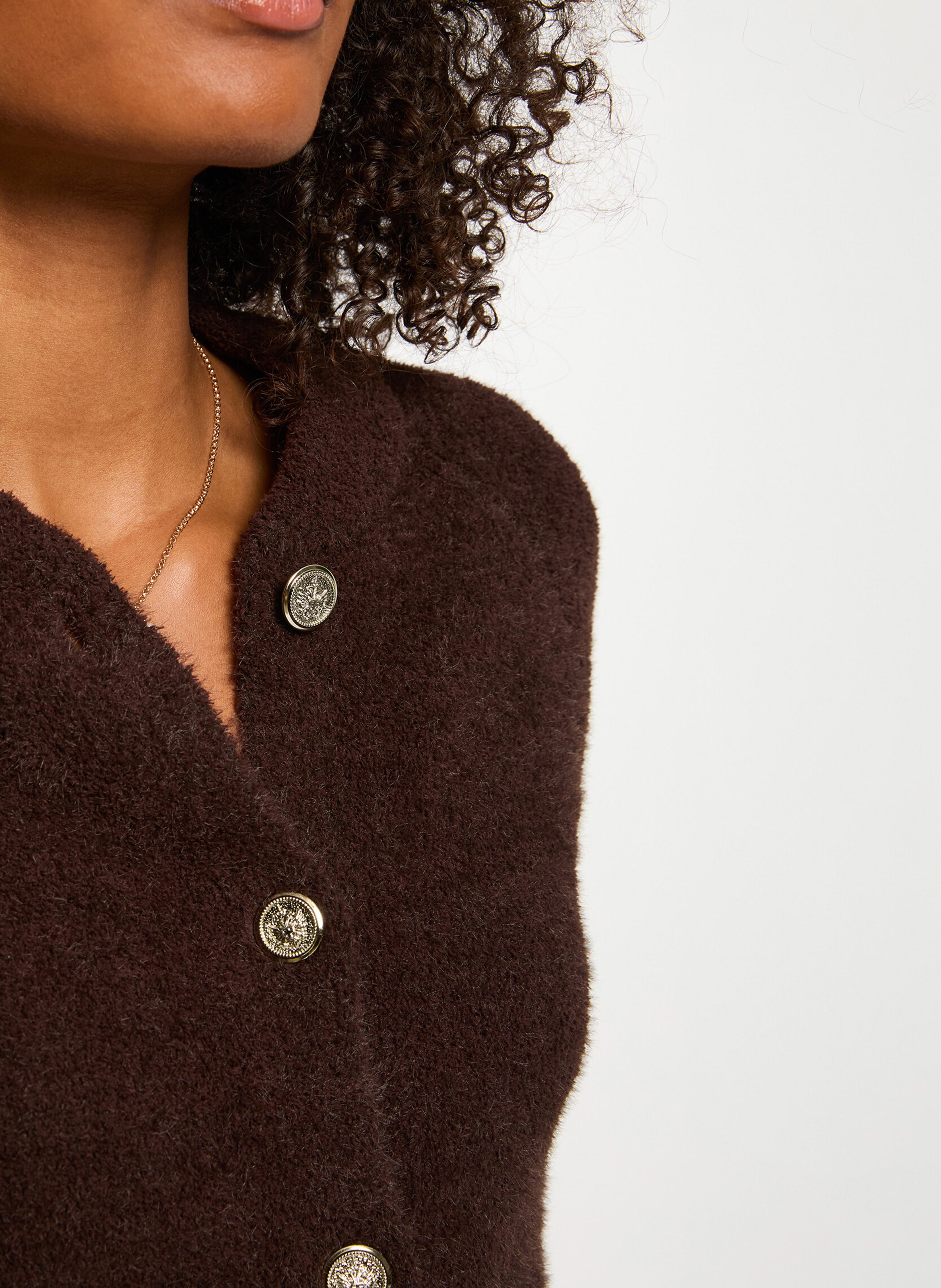 Round-neck cardigan MORGAN Brown