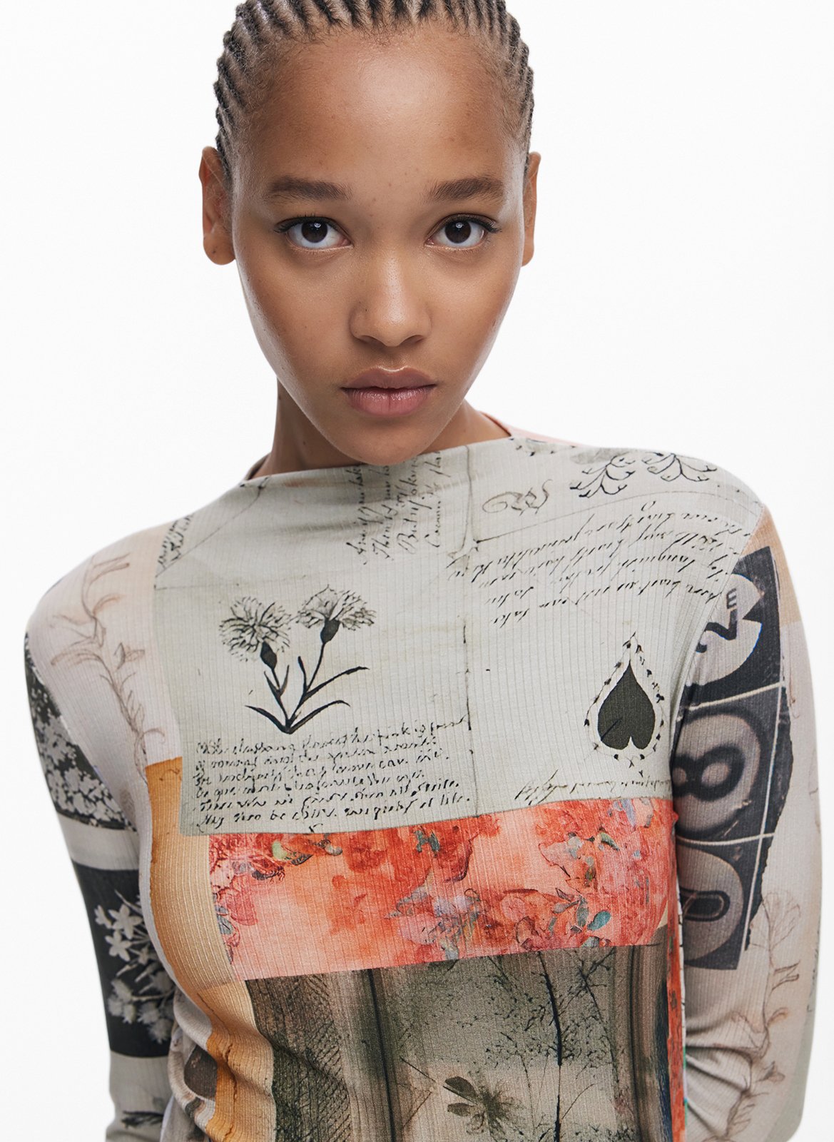 Robe midi col montant imprimée DESIGUAL Multicolore