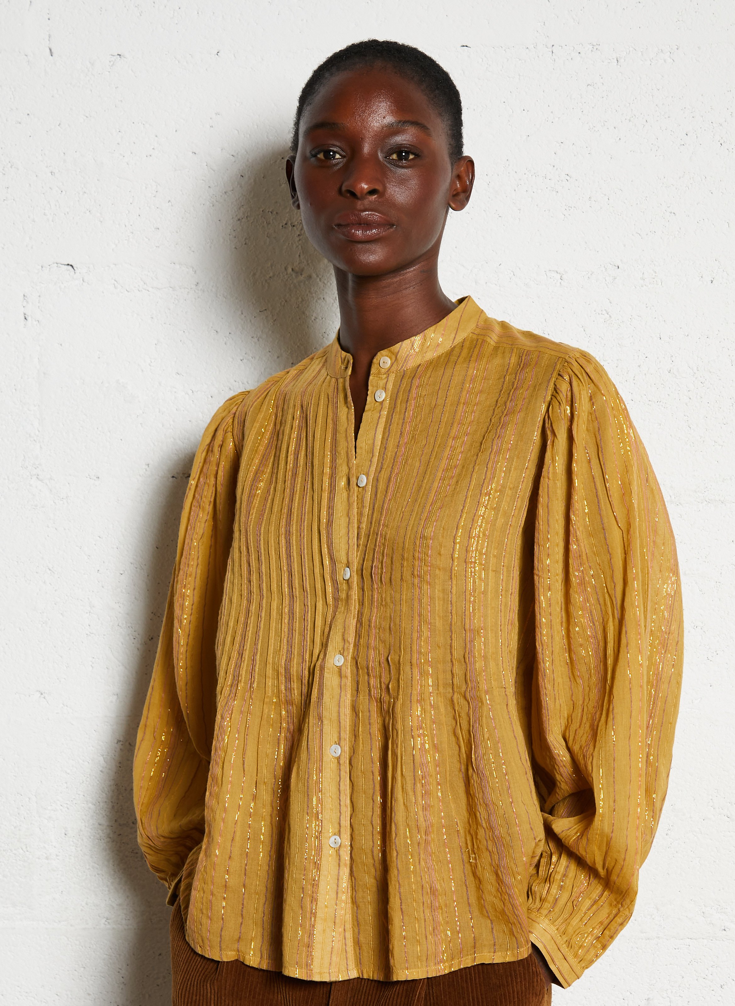 Round-neck striped shirt LEON & HARPER Yellow