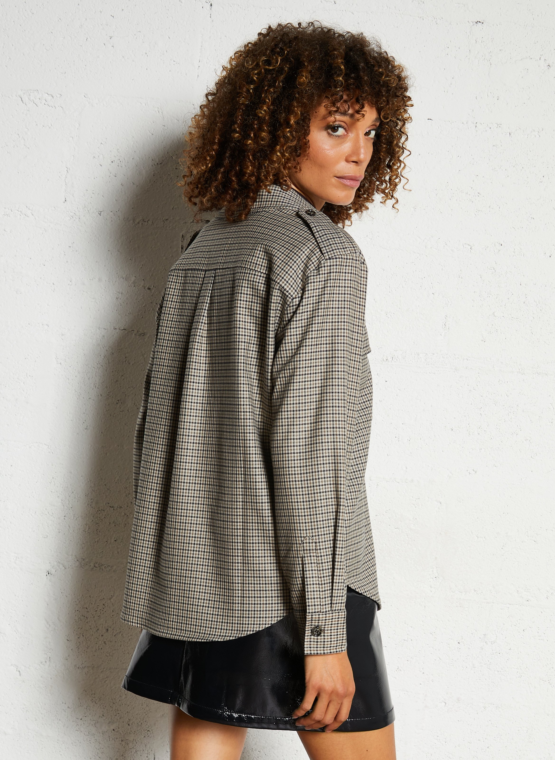 Oversized printed shirt with classic collar PETITE MENDIGOTE Beige