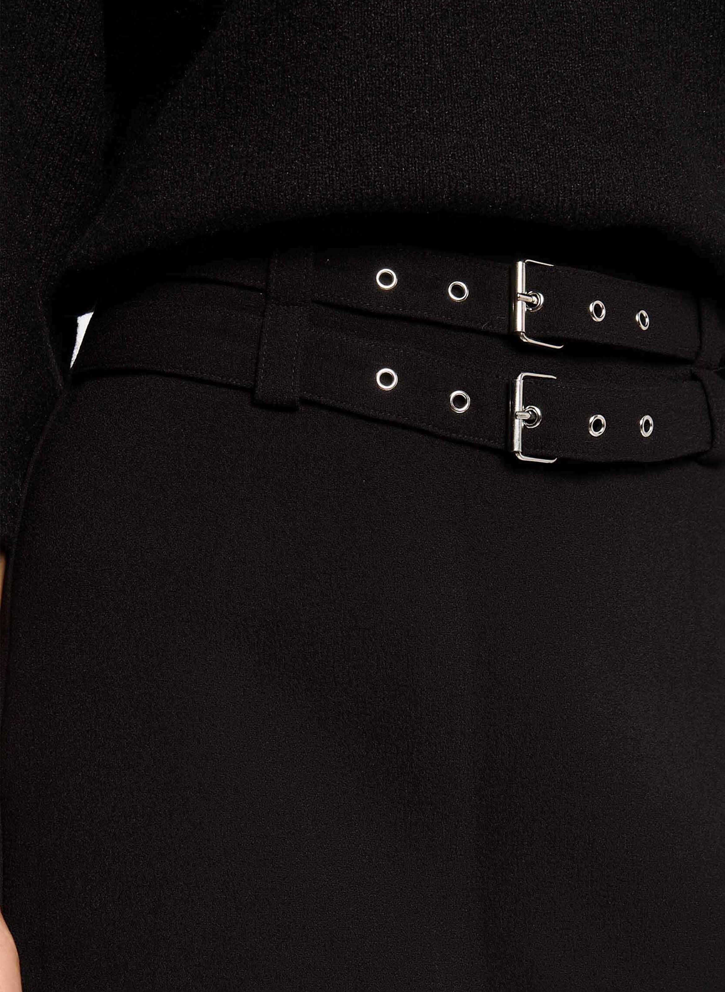 Jupe courte plissée en polyester recyclé mélangé MORGAN Noir