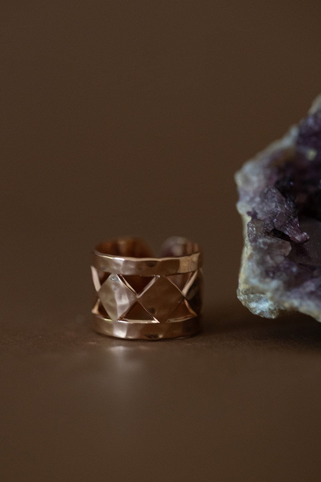 Hammered silver-plated ring MONSIEUR SIMONE Pink