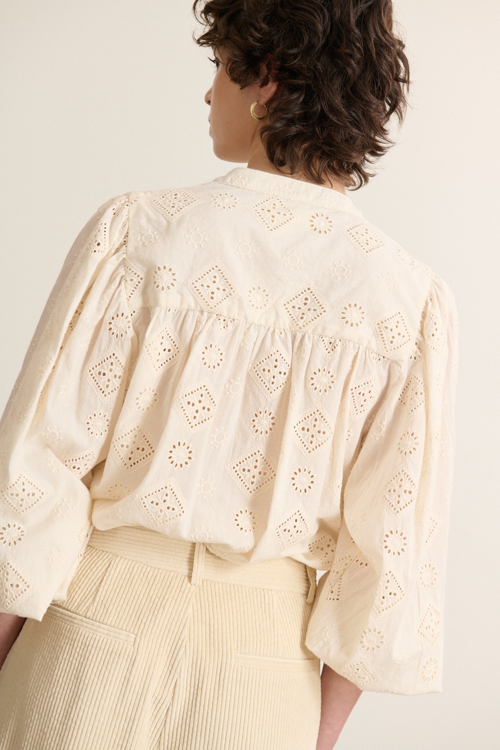 Long-sleeved blouse in broderie anglaise GARANCE PARIS White