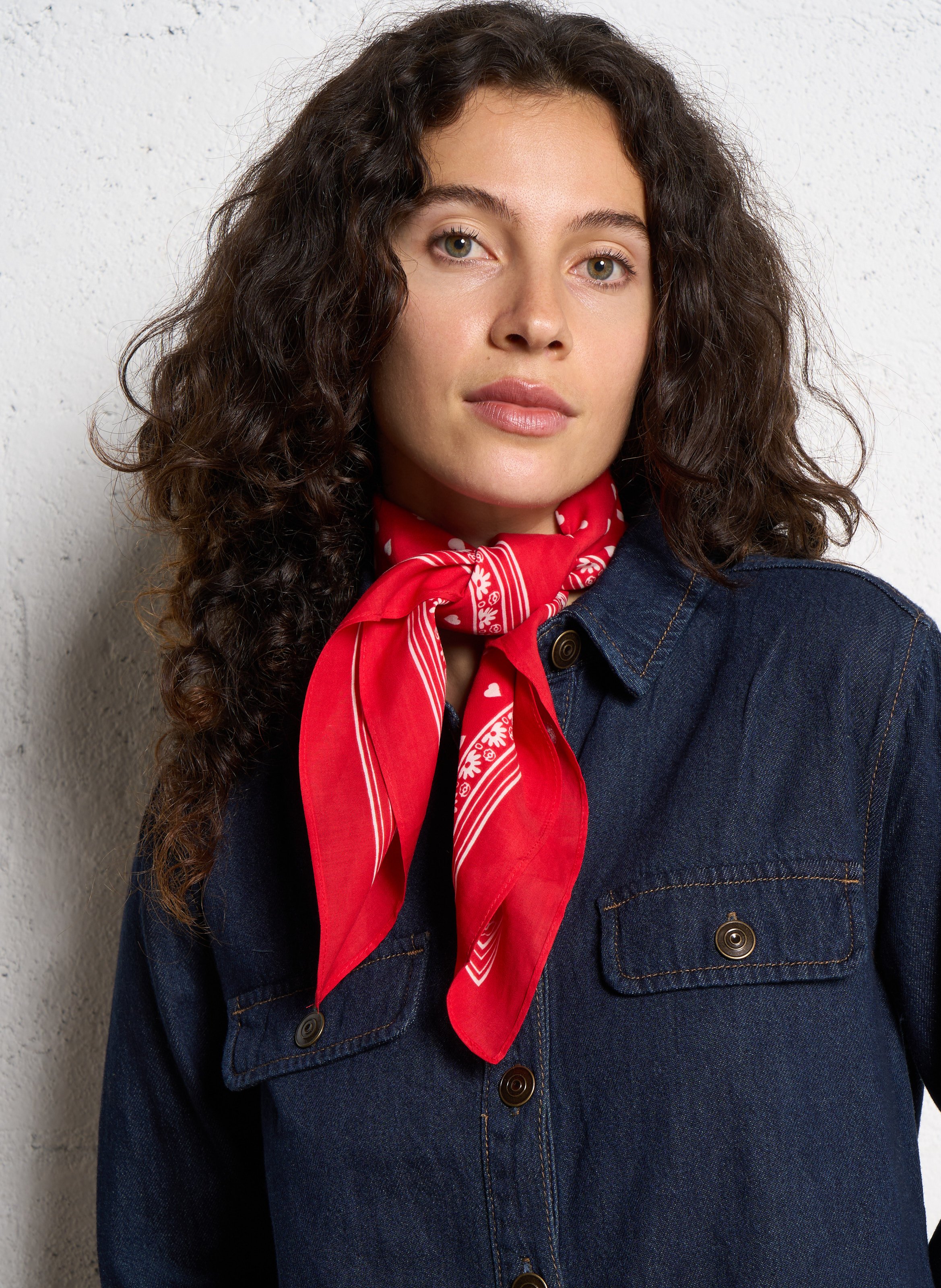 Bedrukte foulard - katoenblend PIECES Rood