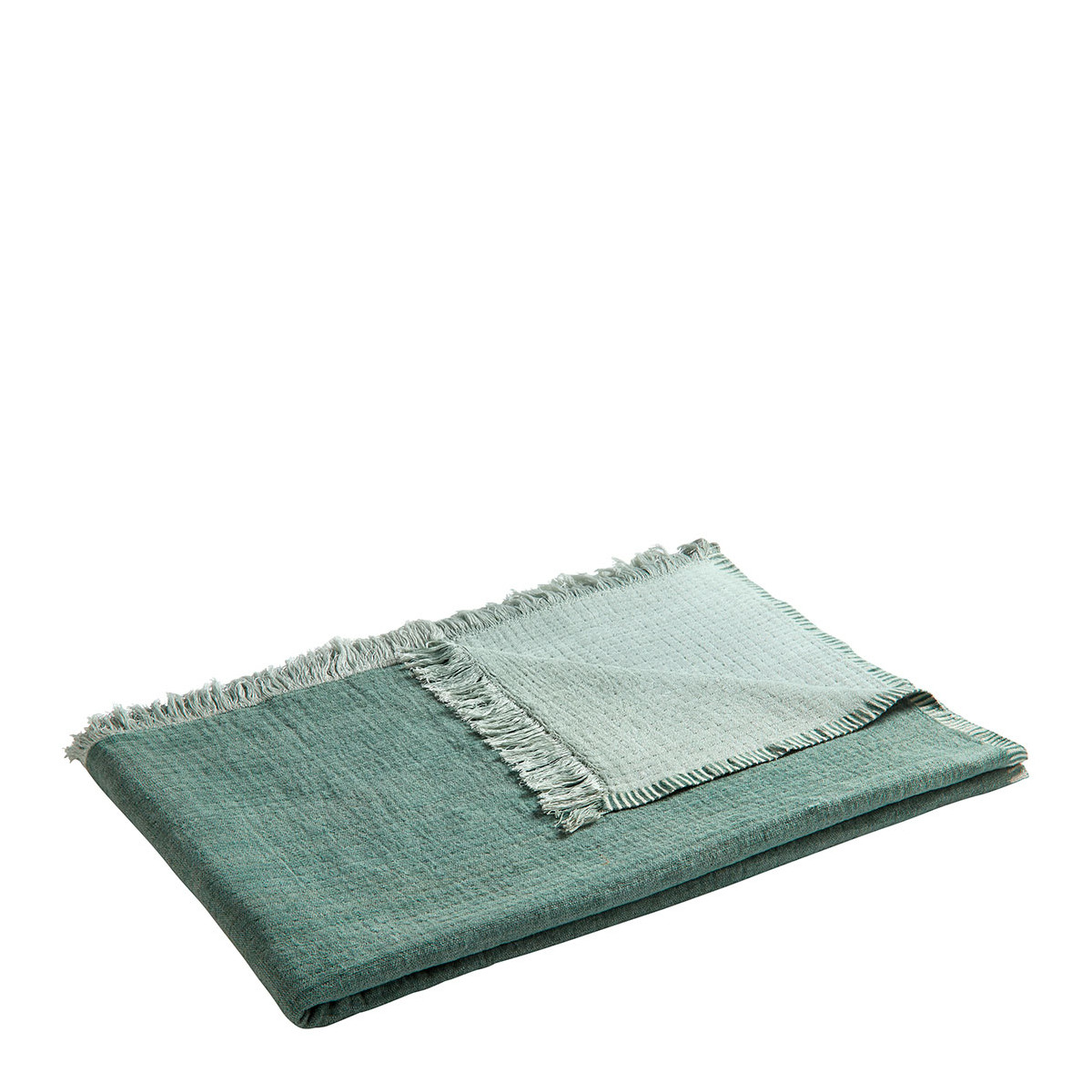 Plaid siméon en coton et fibres de bambou - 130 x 170 cm - céladon BLANC D'IVOIRE Vert