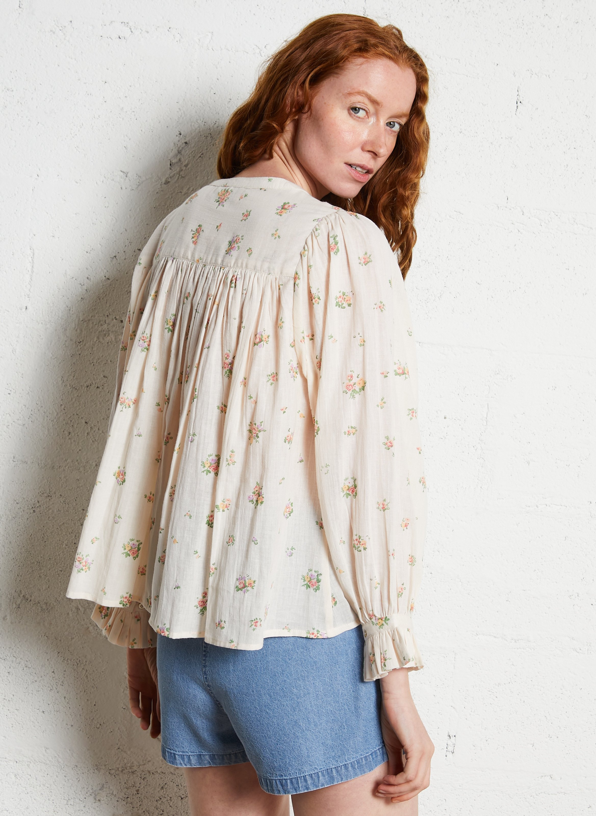 Round-neck organic cotton shirt EMILE ET IDA Beige