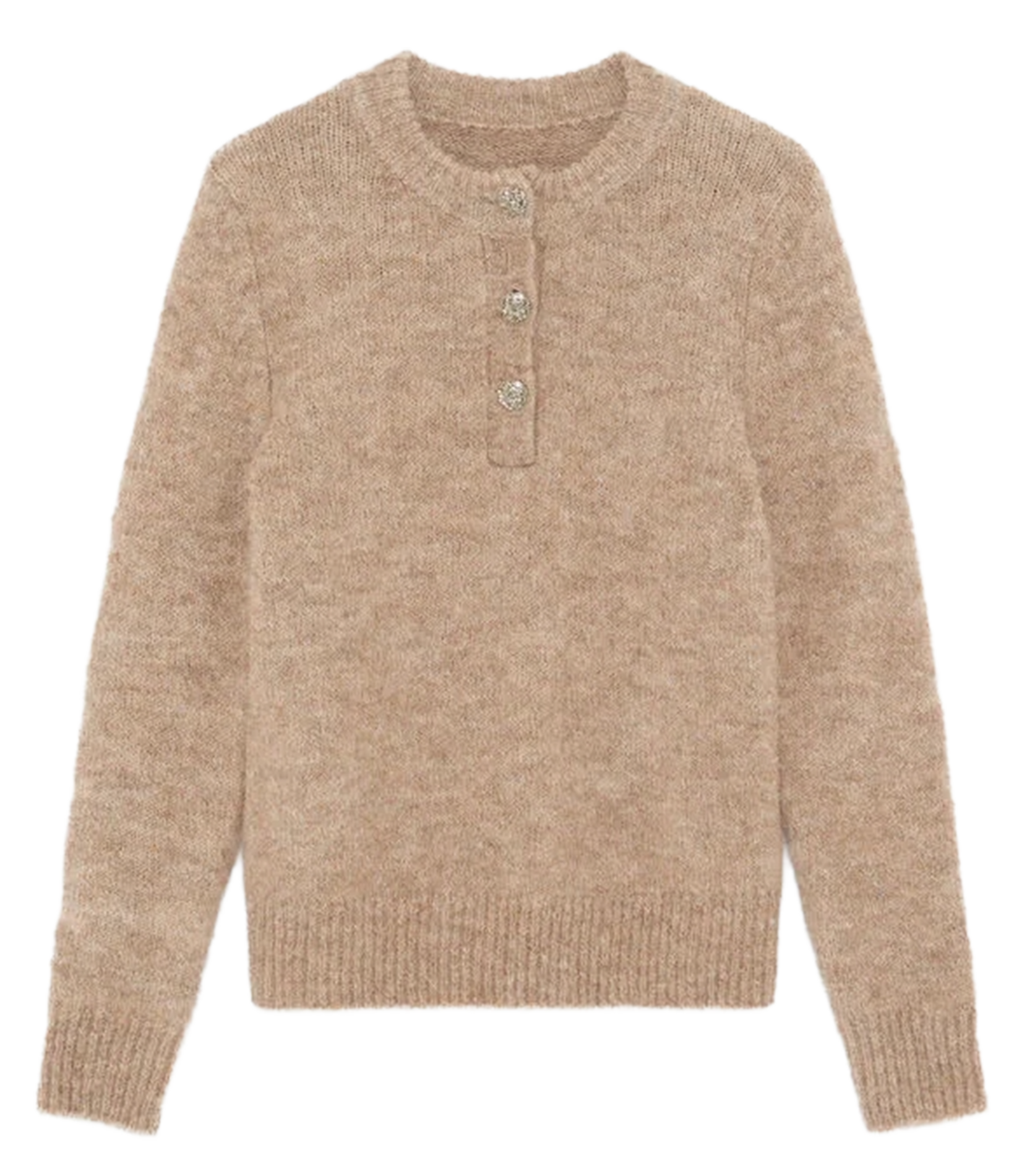 Pull droit col rond CAROLL Marron