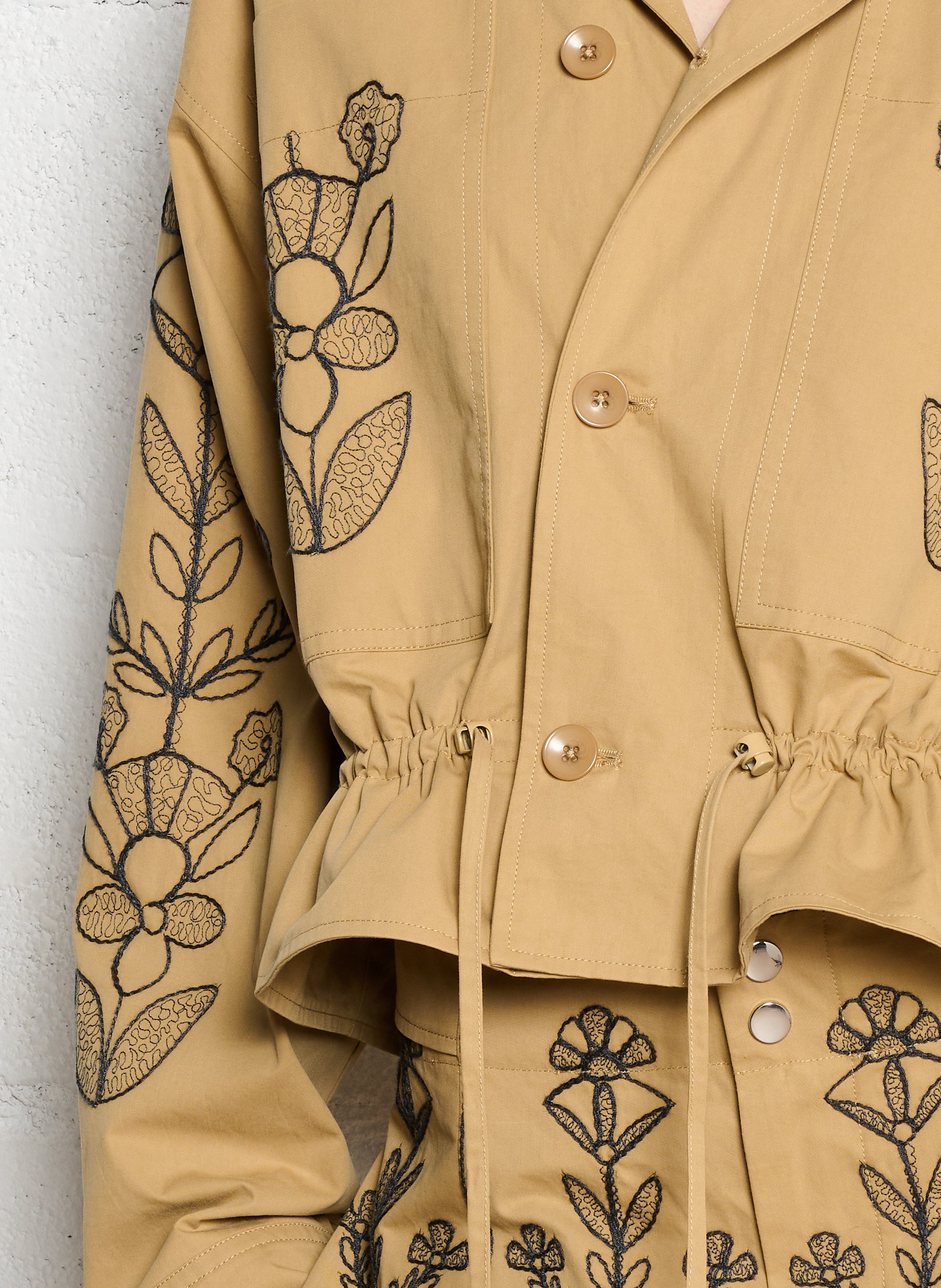Geborduurde katoenen jas ANTIK BATIK Beige