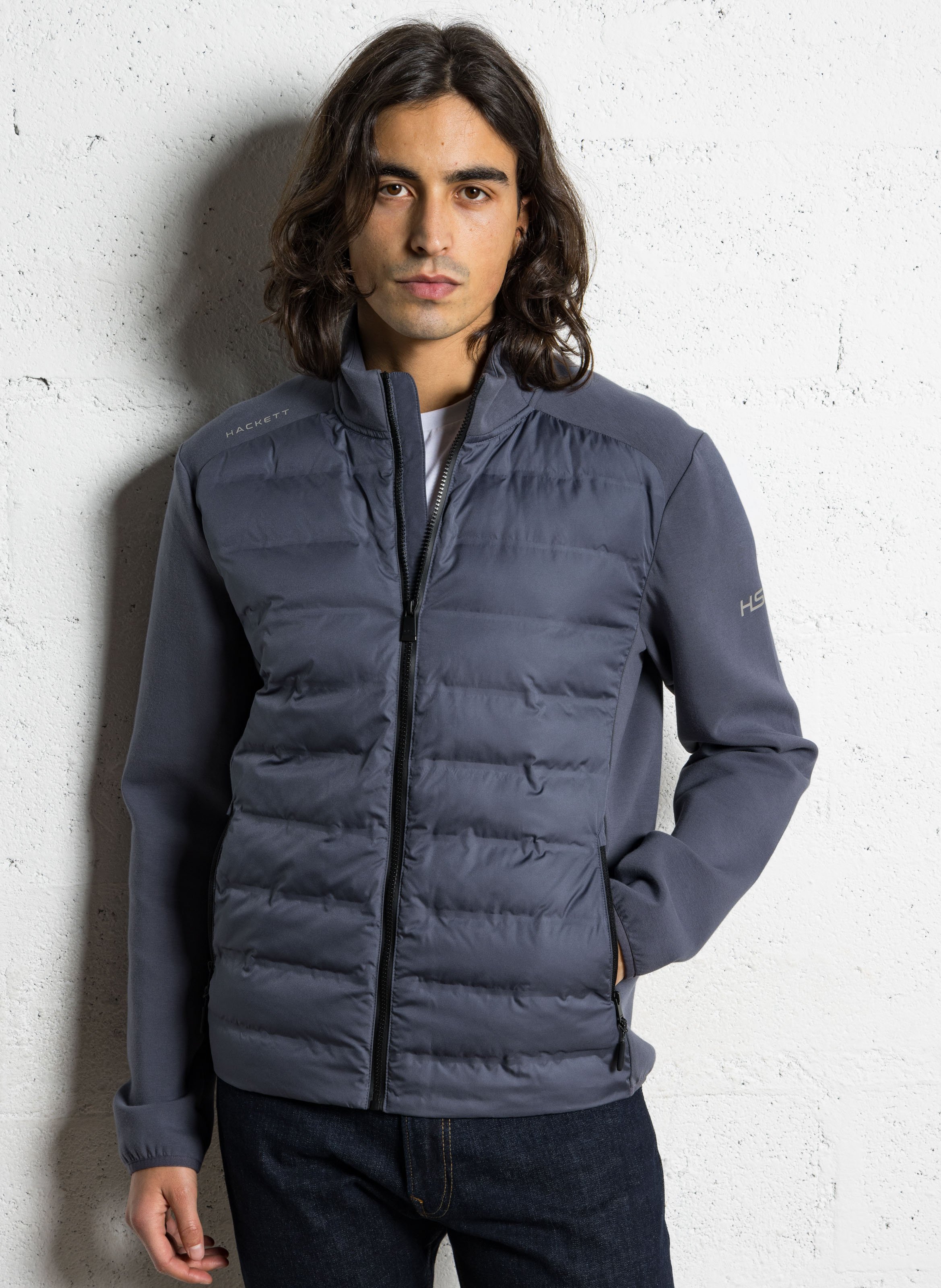 Sweater met opstaande kraag - katoenblend HACKETT Grijs