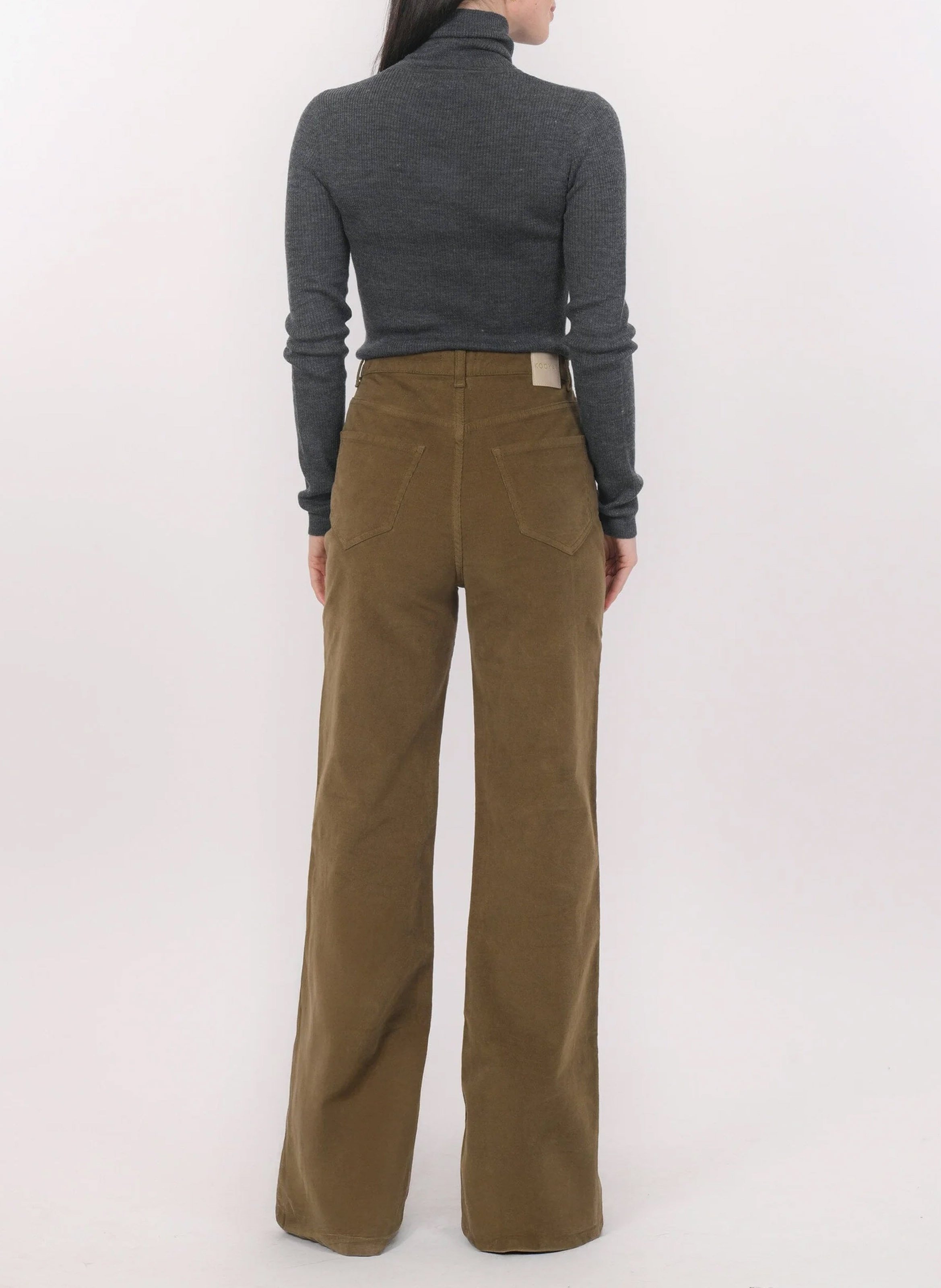 High-rise flared cotton-blend pants KOOKAI Green