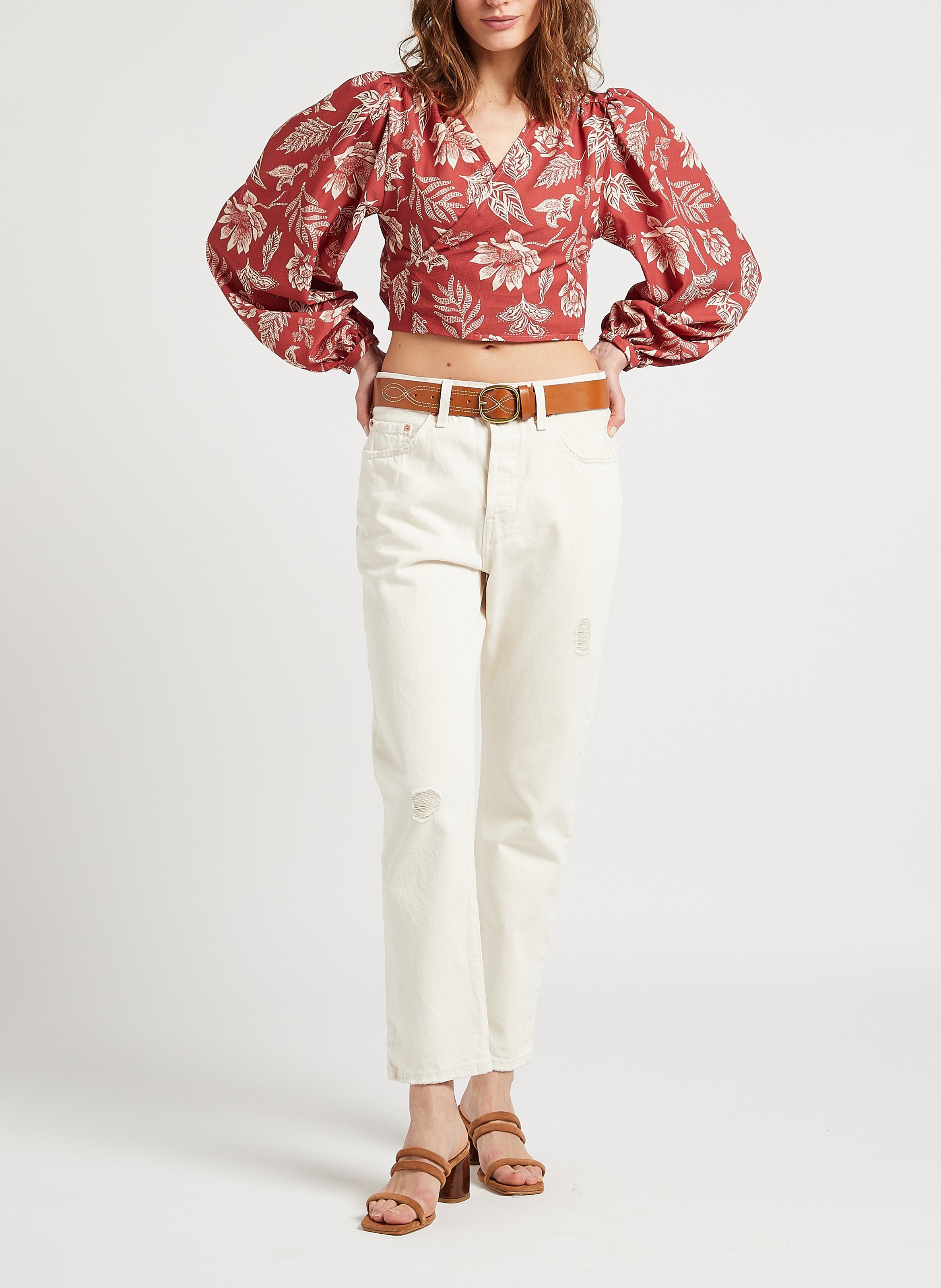 Top court cache coeur imprimé  THE NEW SOCIETY Rouge