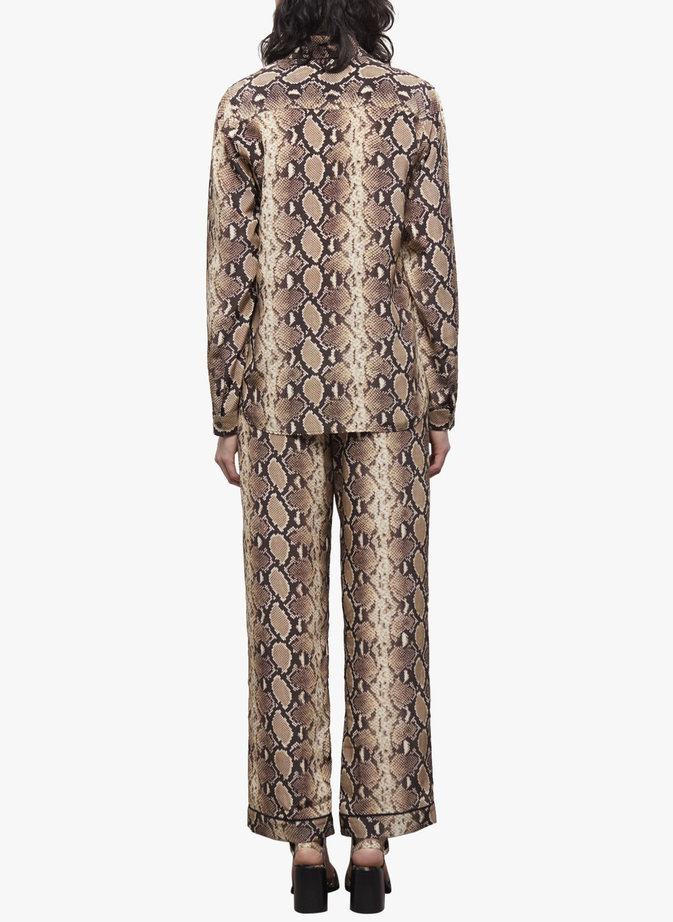 Langes Seidenhemd mit Python-Motiv THE KOOPLES Beige