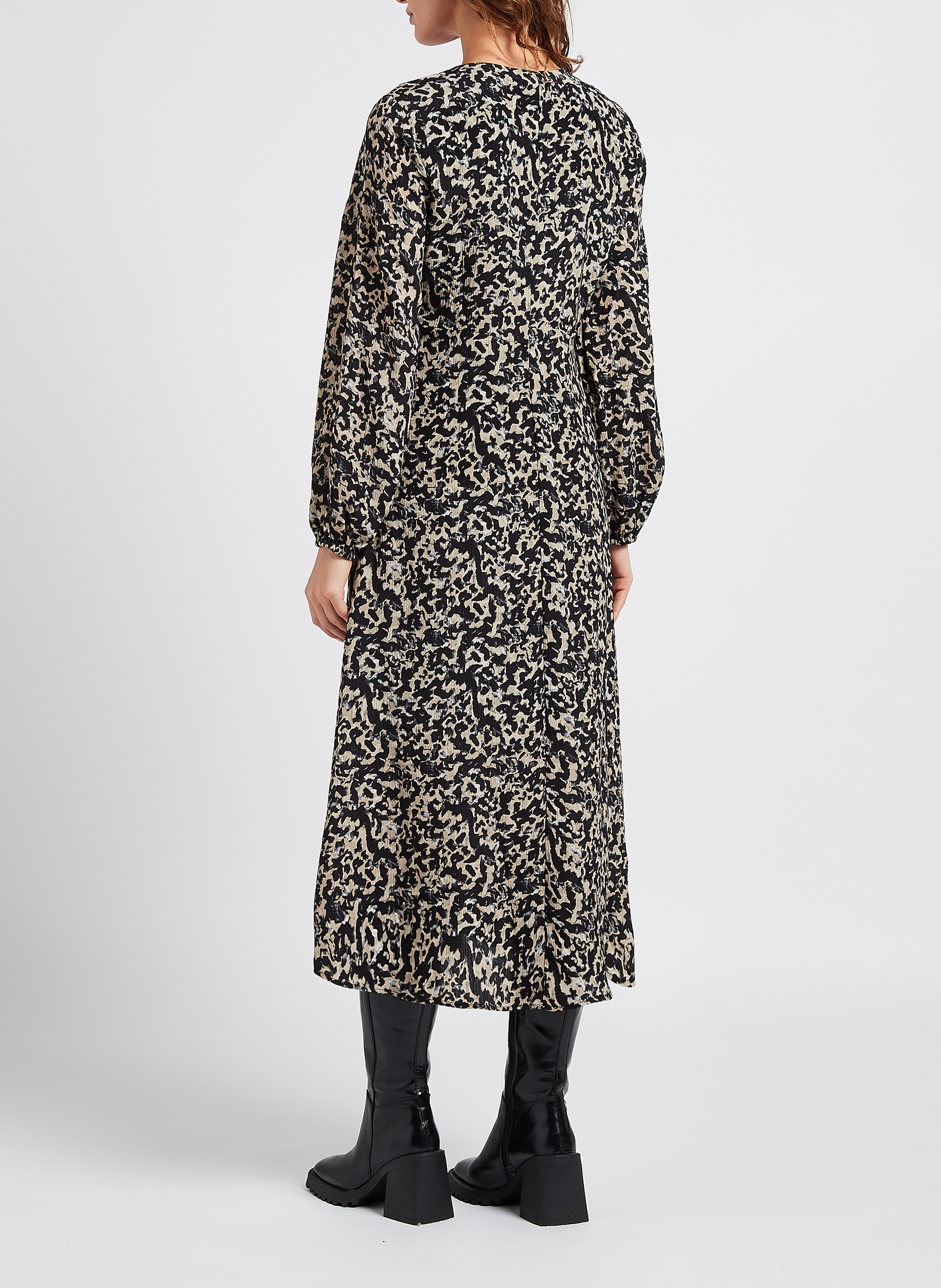 Robe midi col V imprimée  MOSS COPENHAGEN Multicolore