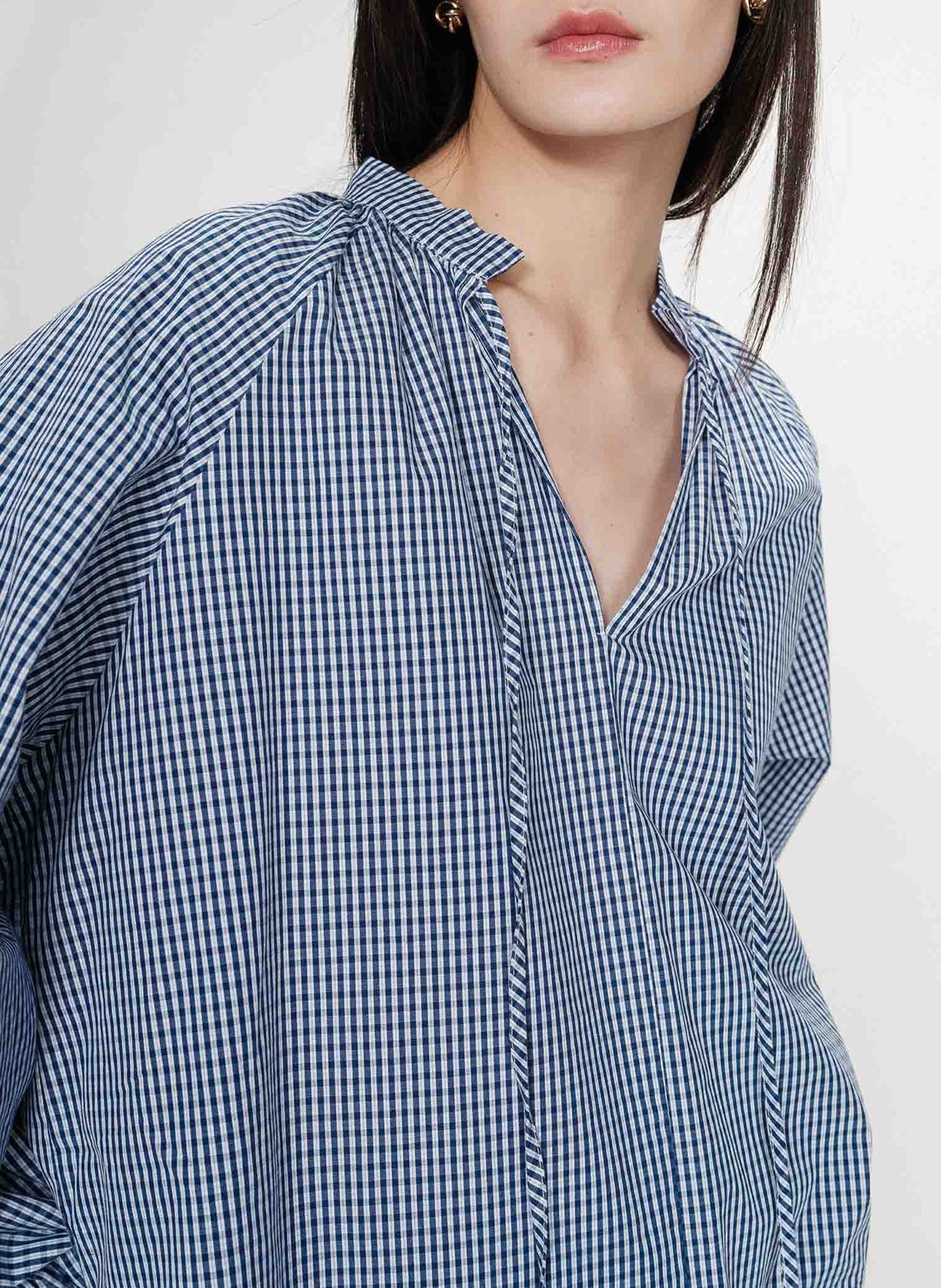 Blouse droite col rond en coton imprimé GRACE ET MILA Bleu