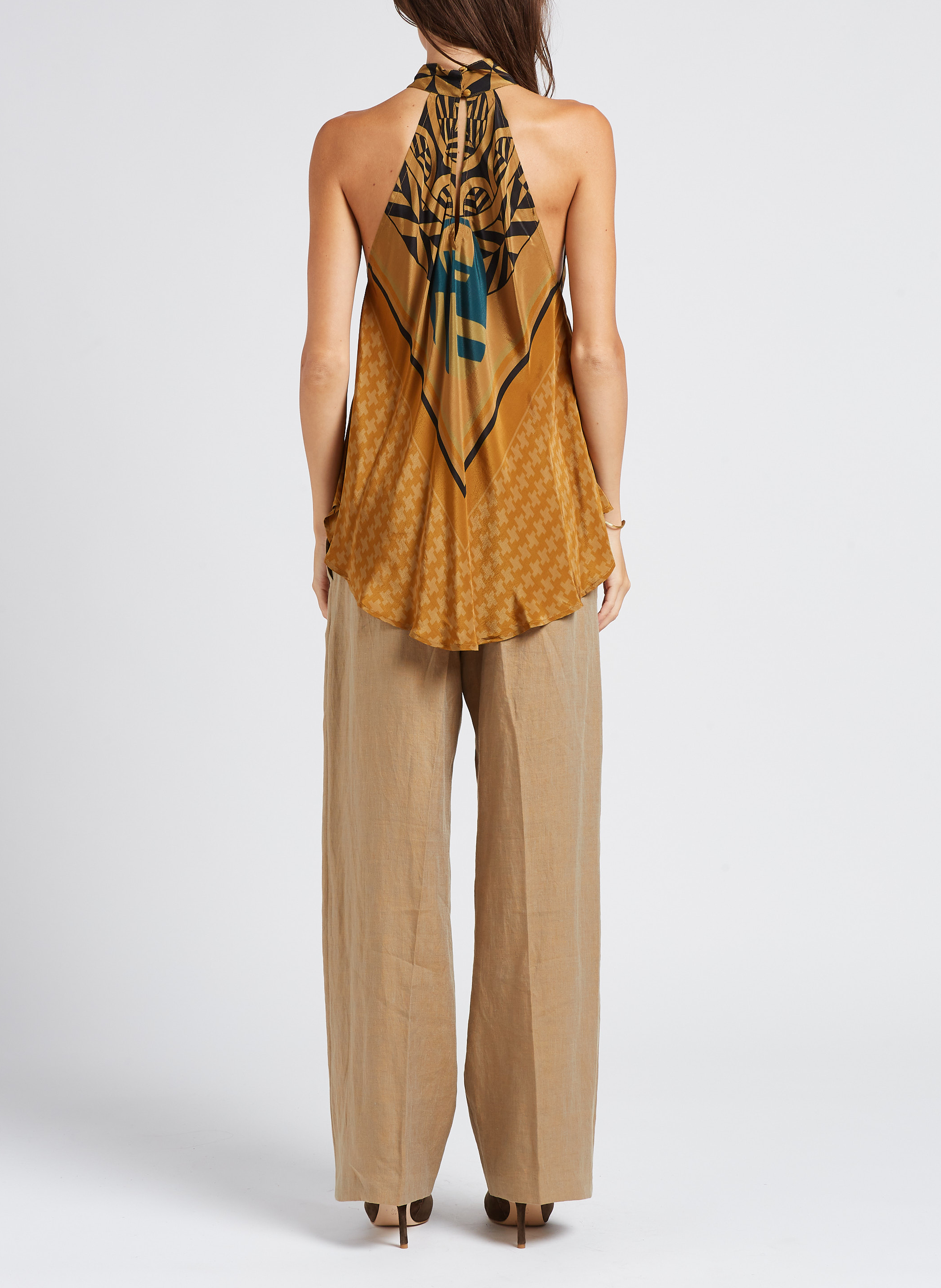 Wide-leg pants with coloured studs MES DEMOISELLES Beige