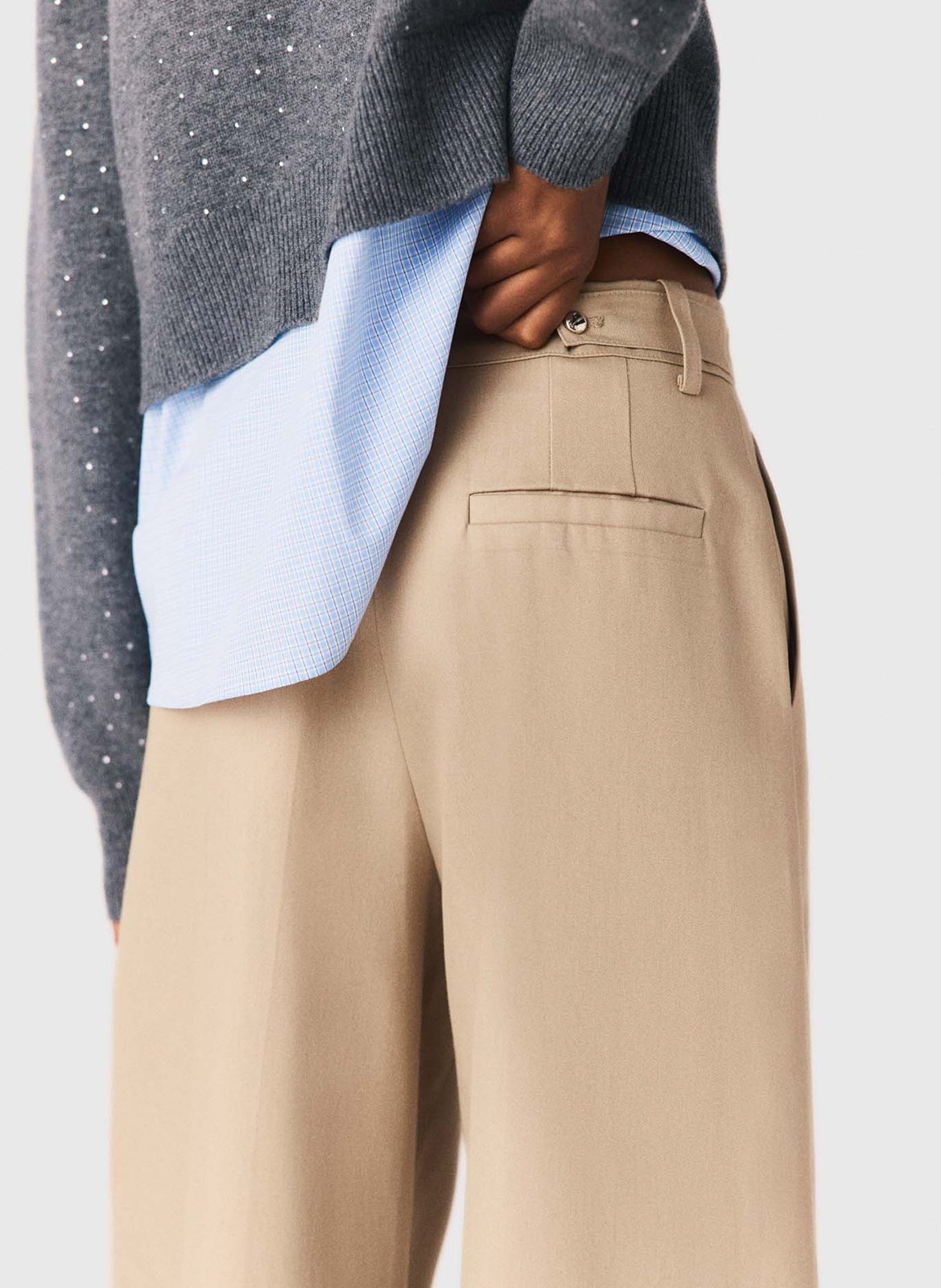 Wide balloon cotton pants MAJE Beige