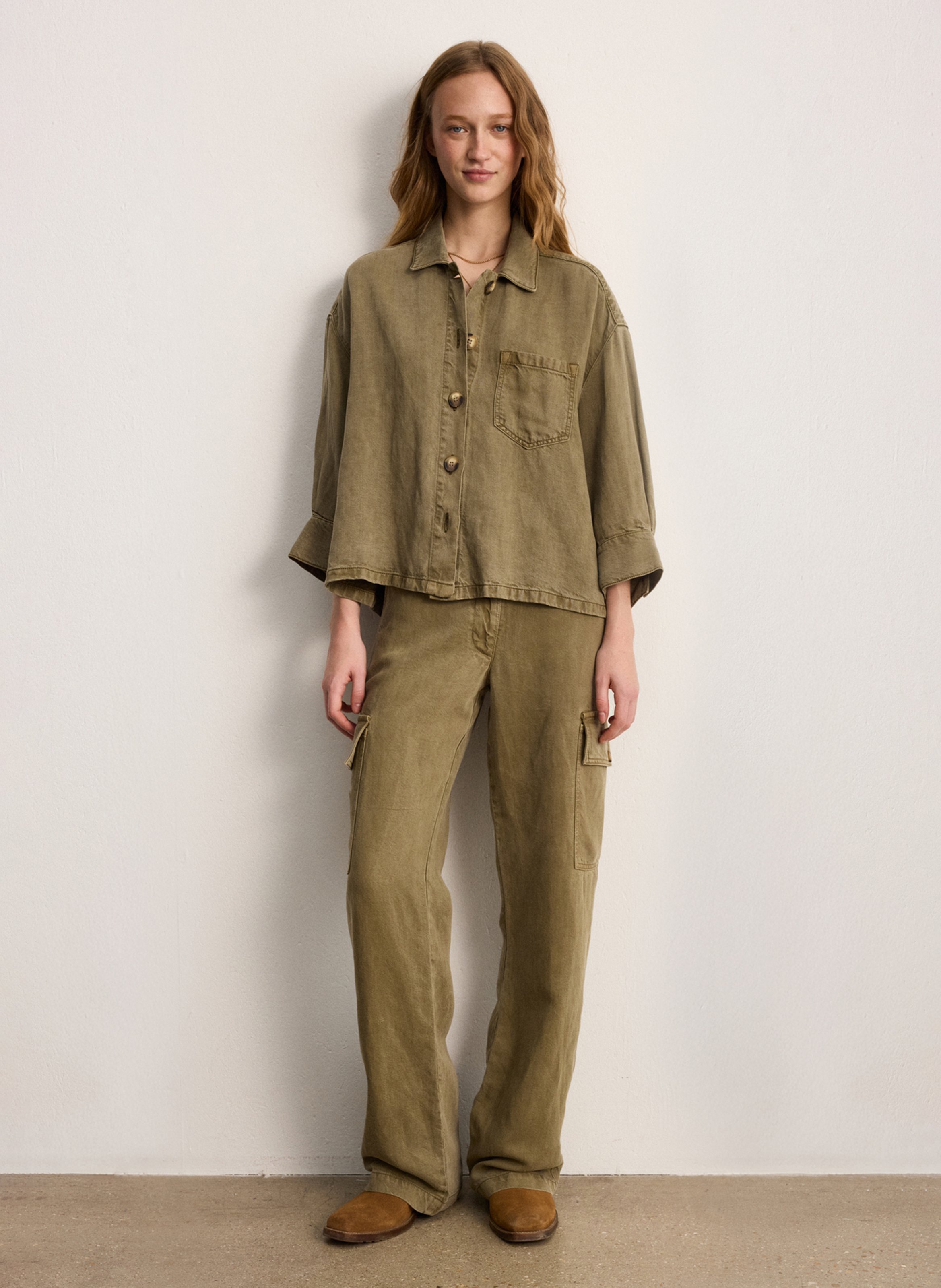 Oversized Hemd mit klassischem Kragen PABLO Khaki