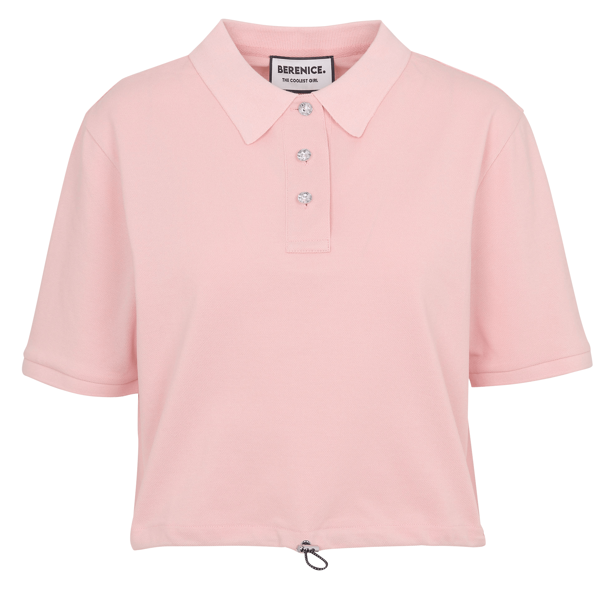 Top col polo en coton BERENICE Rose