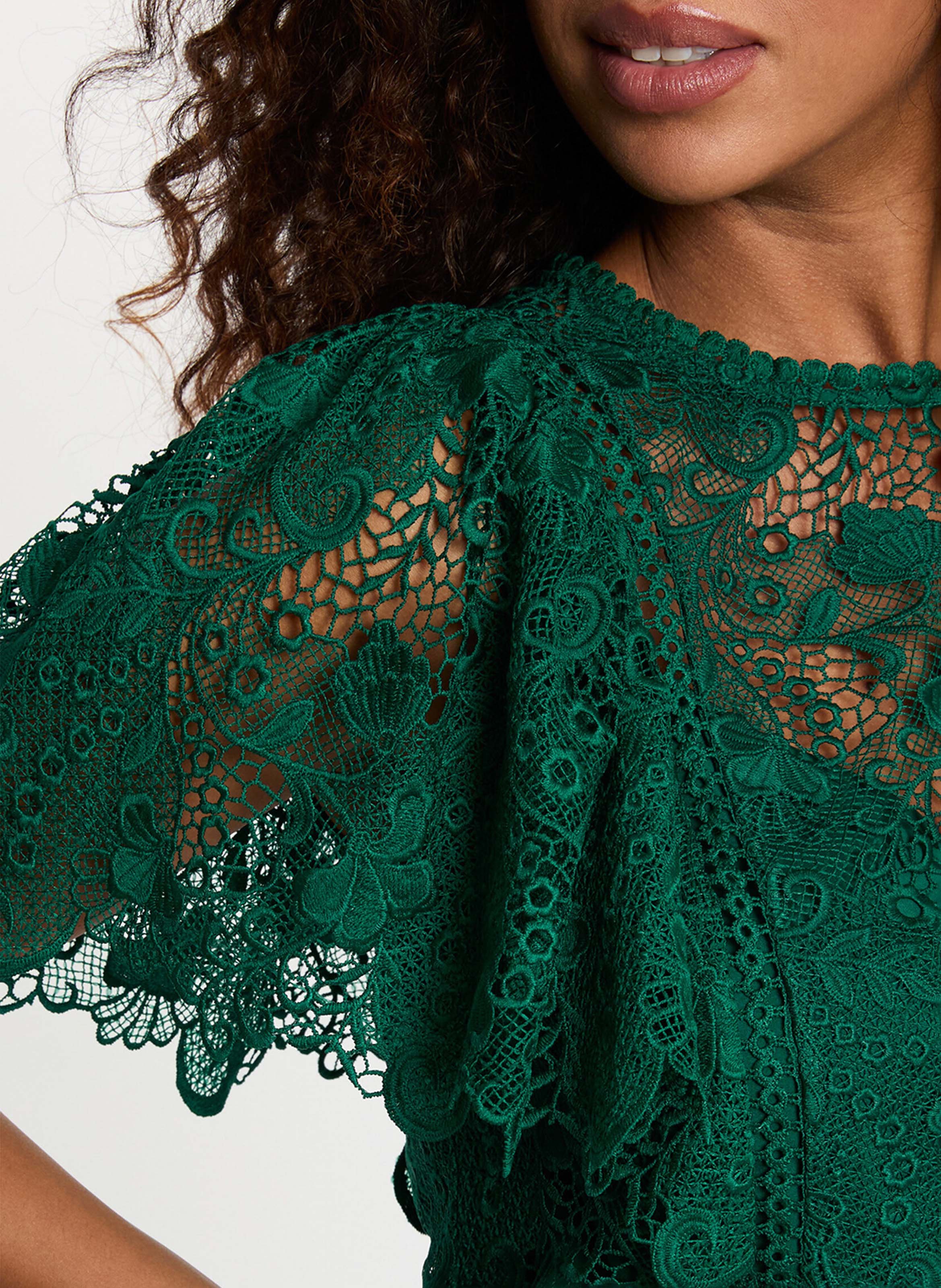 Top col rond en dentelle MORGAN Vert