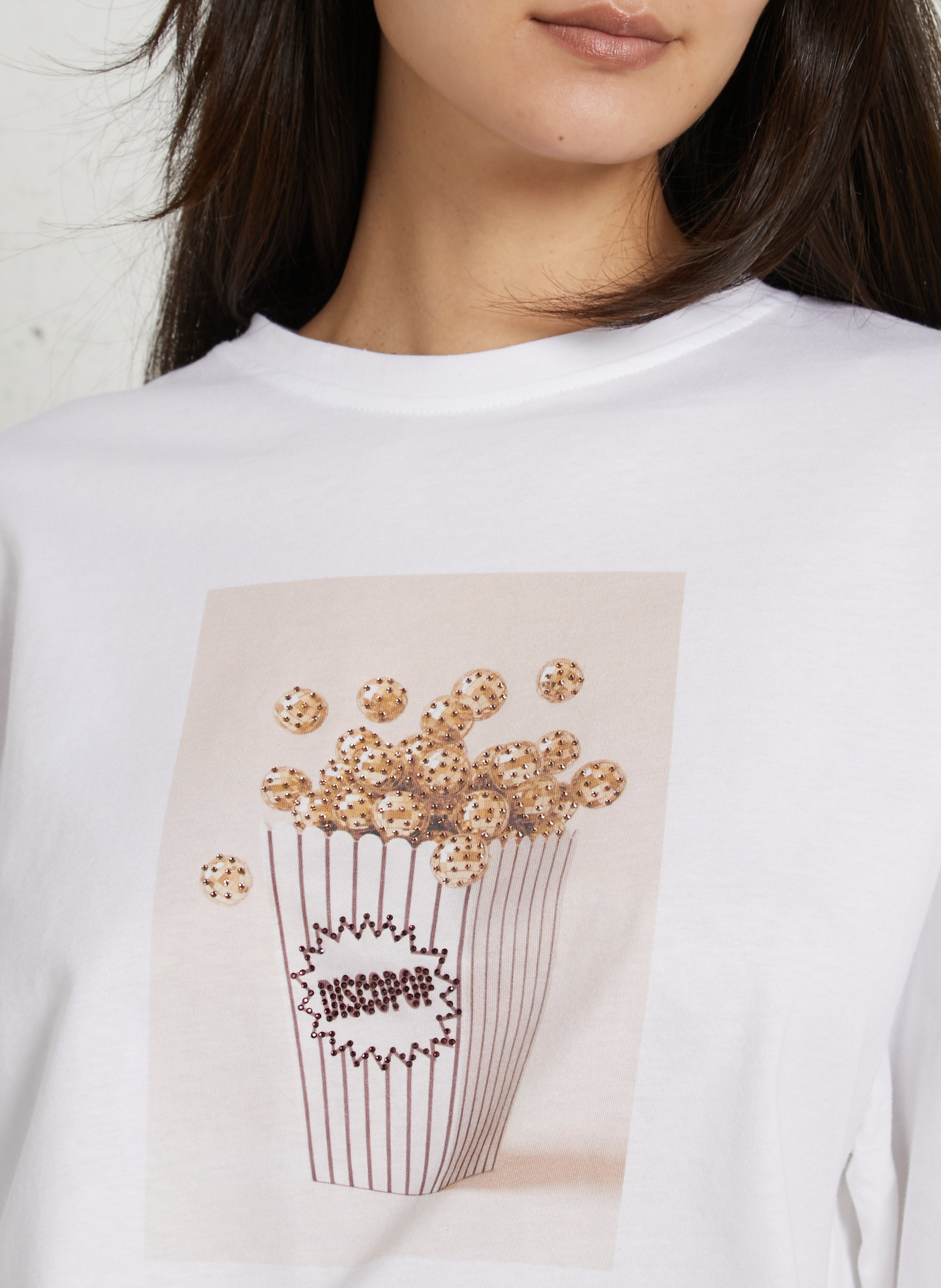 Wijd T-shirt met strass-print IMPERIAL Wit