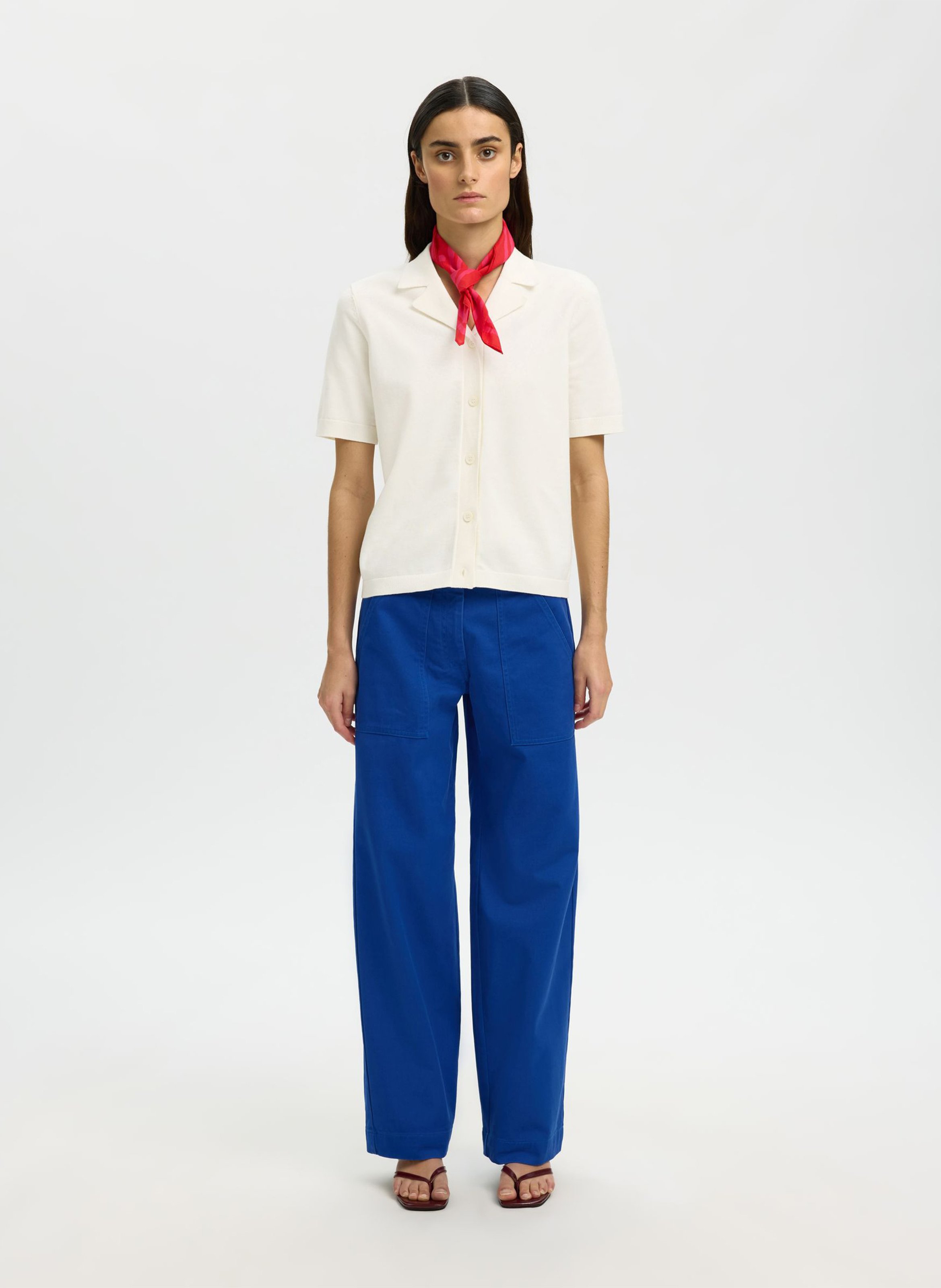 Printed organic cotton shirt SELECTED Beige