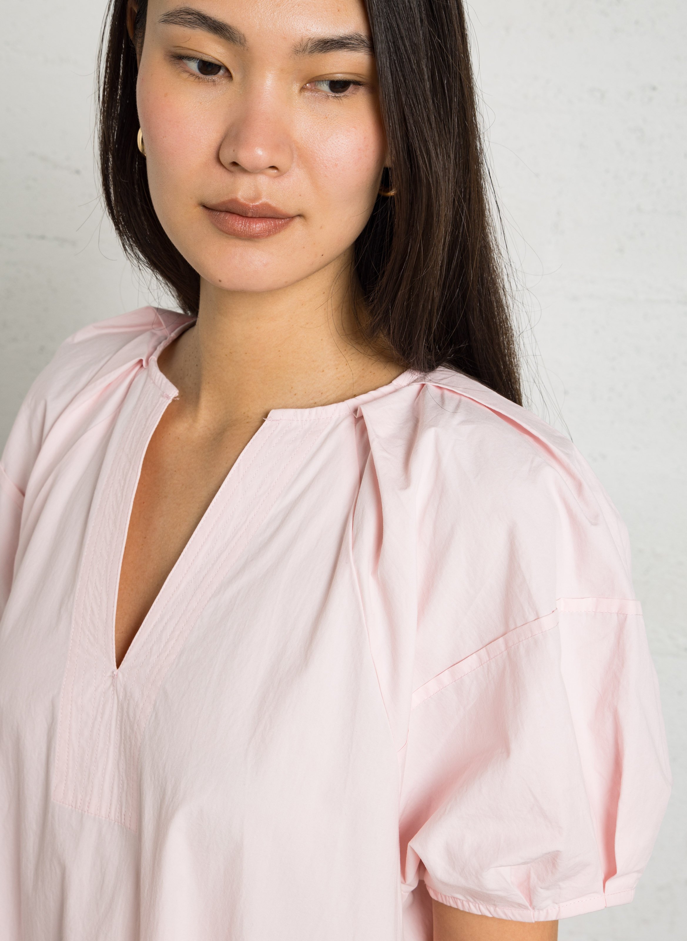 Midi cotton dress with Tunisian collar JC SOPHIE Pink