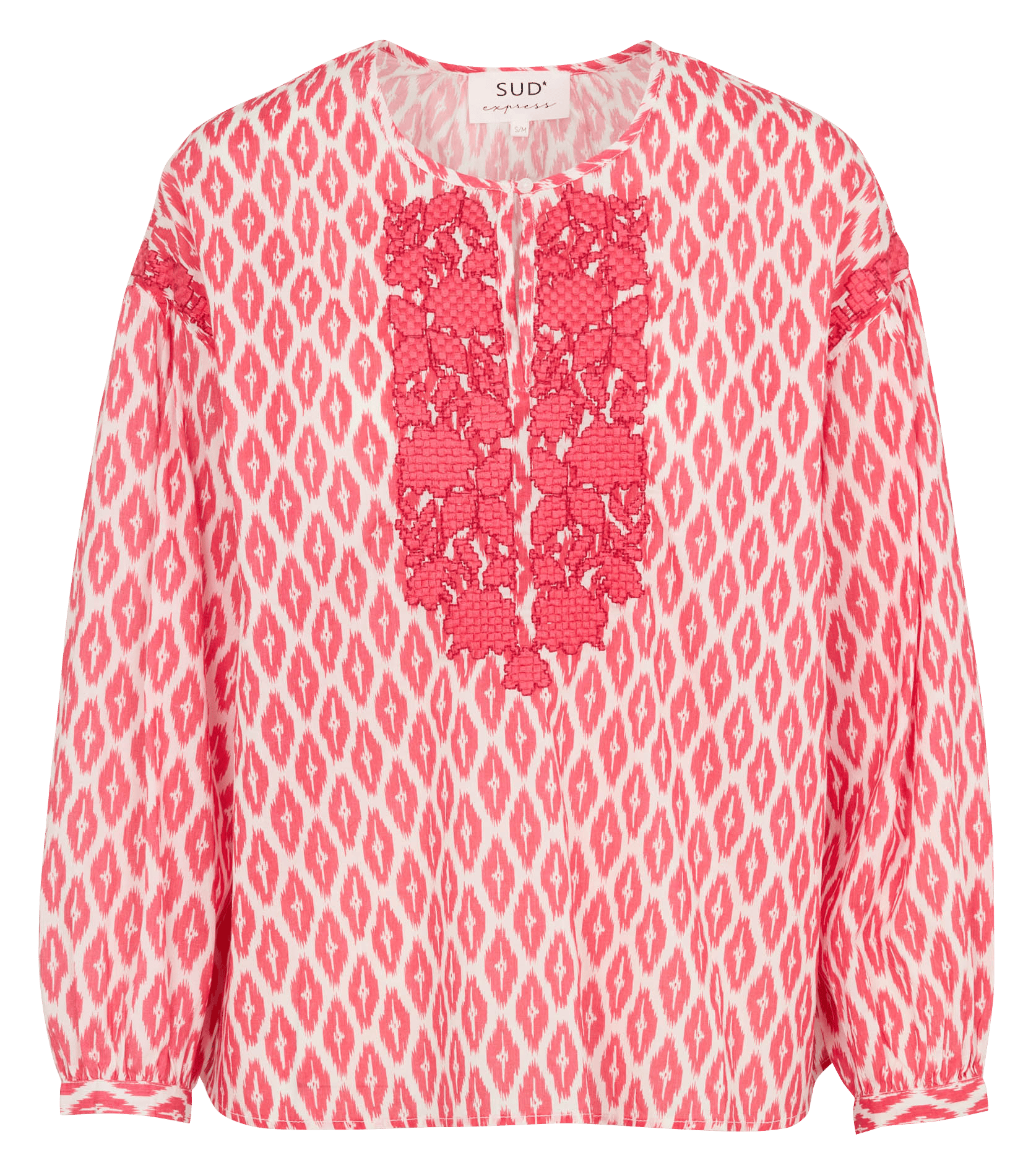 Katoenen blouse met ronde hals SUD EXPRESS Rood