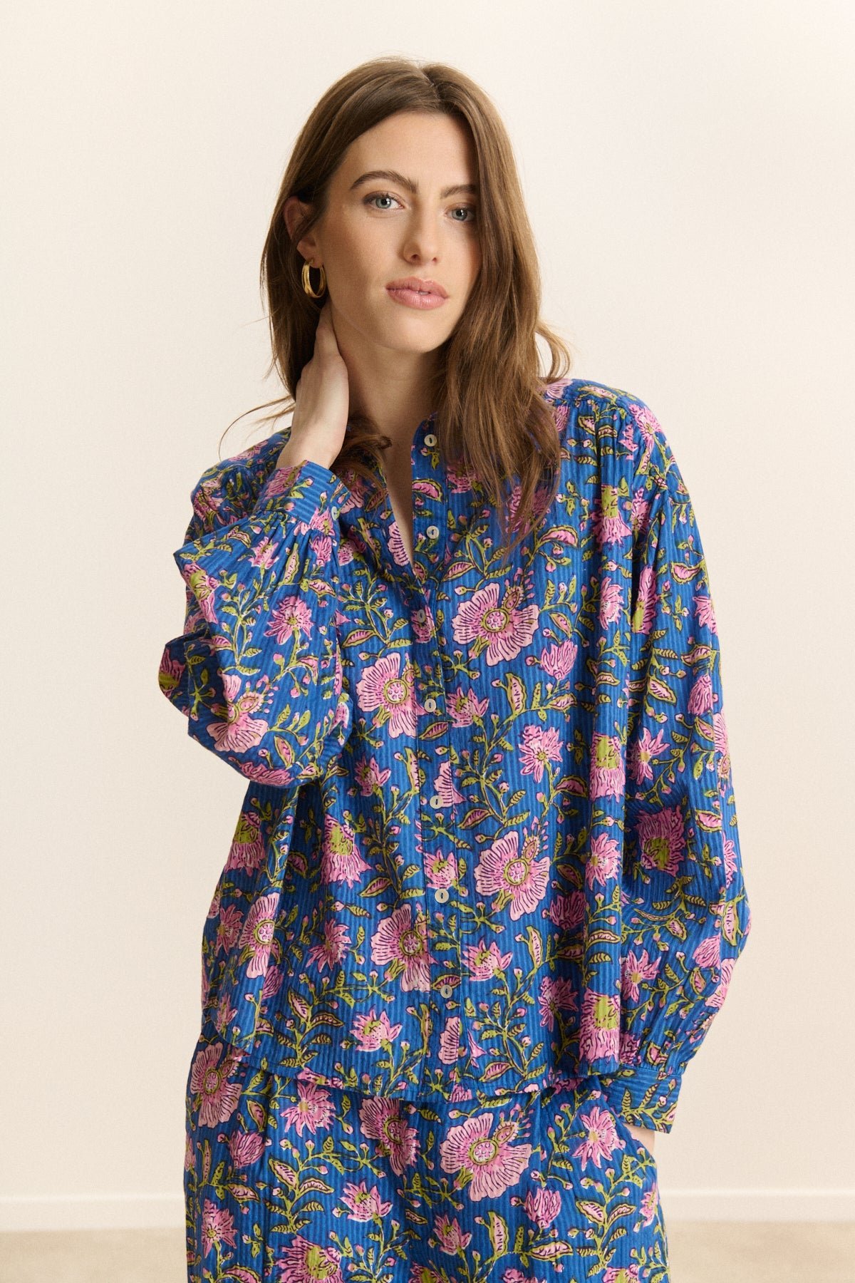Printed long-sleeved shirt GARANCE PARIS Blue