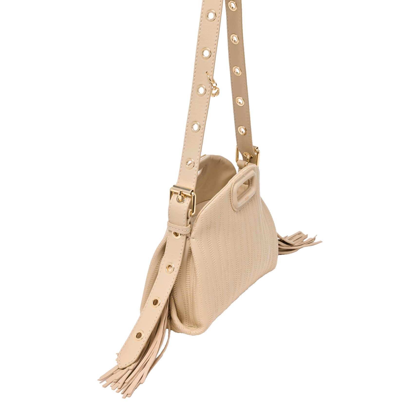 Sac bandoulière en cuir MAJE Beige