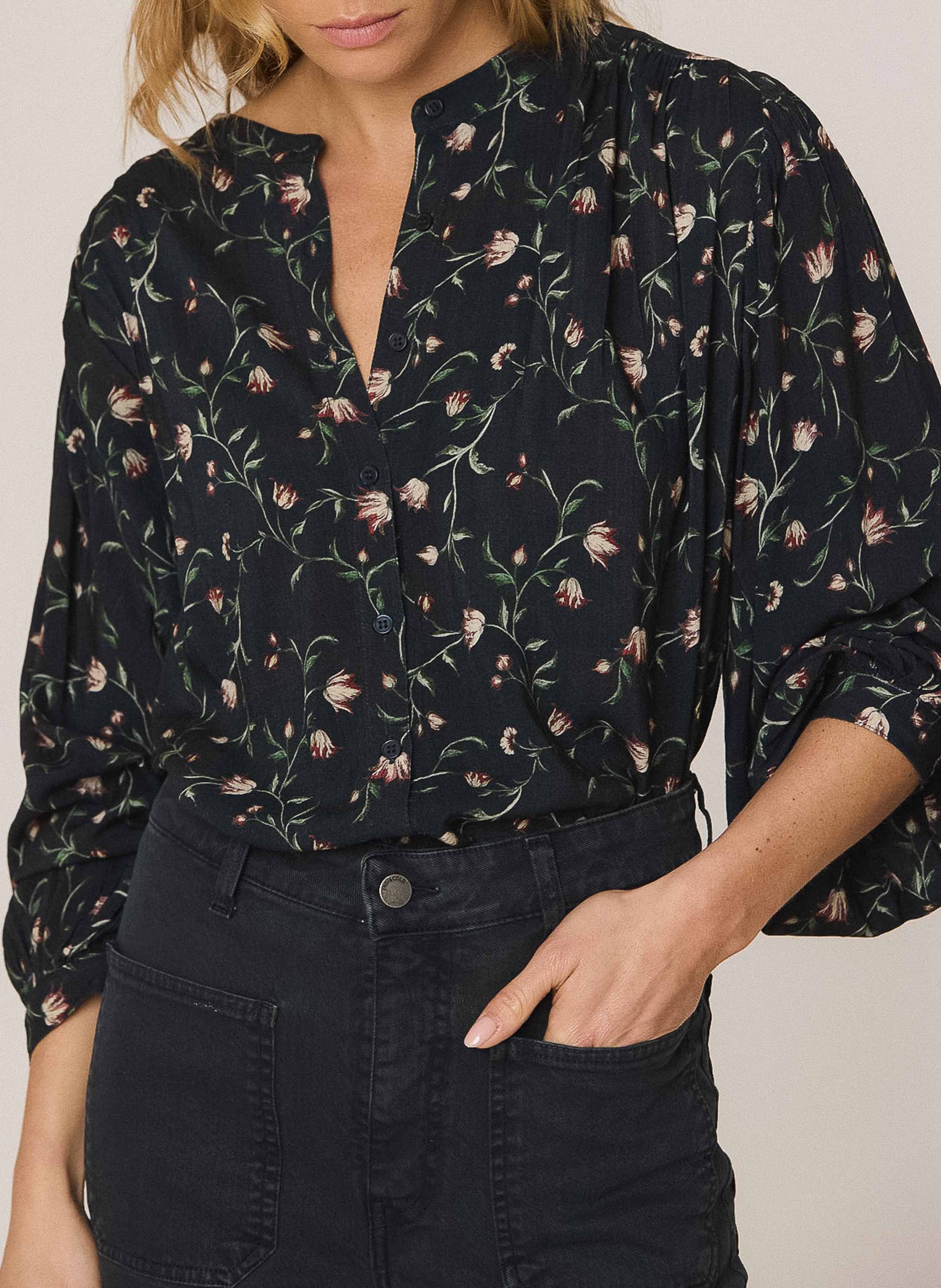 Weite Bluse mit Print INDI & COLD Blau
