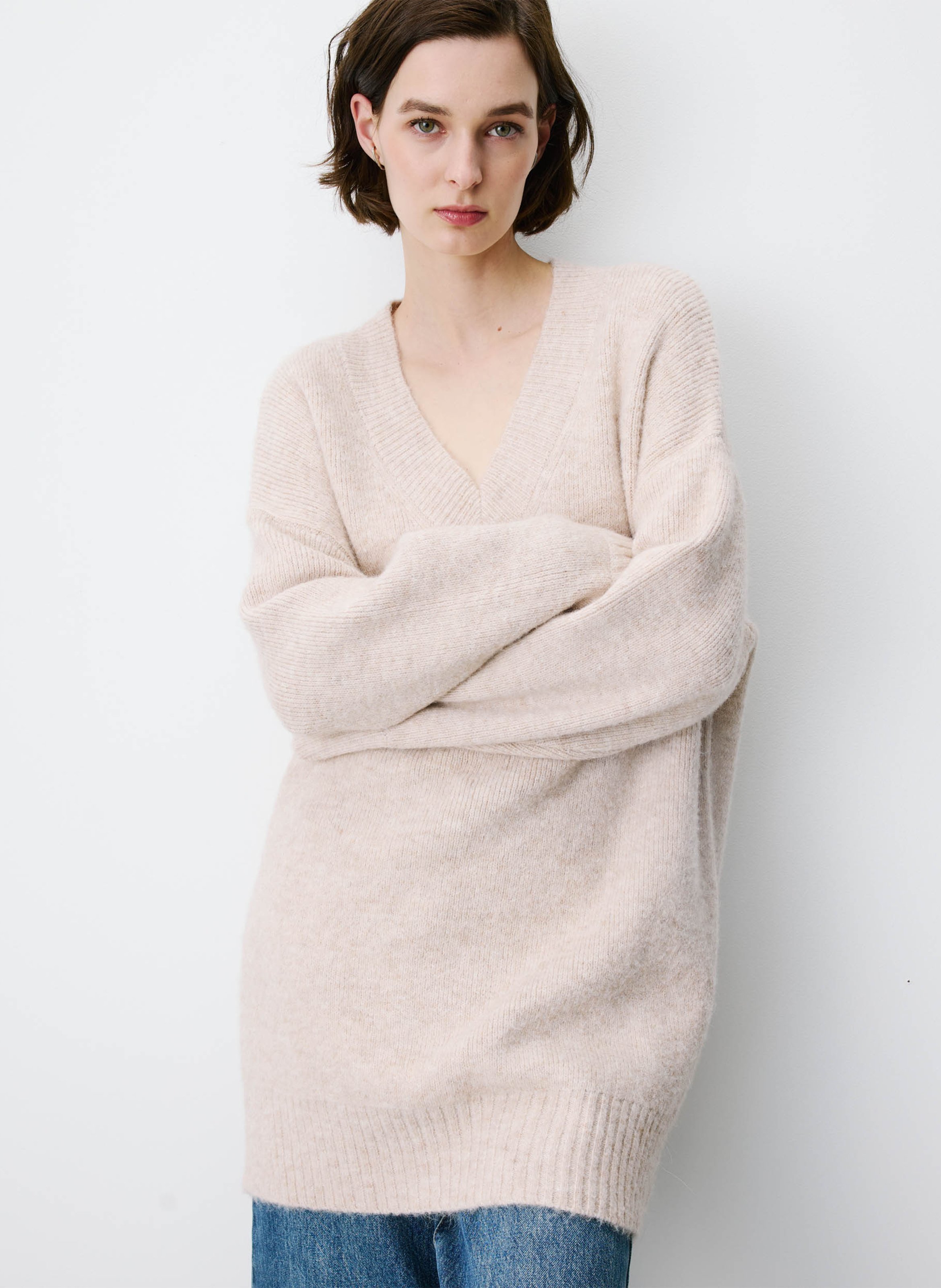 Short oversized knit dress GRACE ET MILA Beige