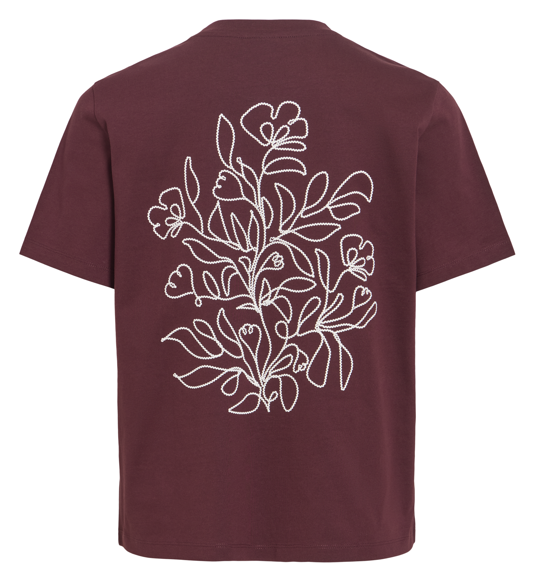 Tee-shirt droit col rond en coton bio imprimé VILA Marron