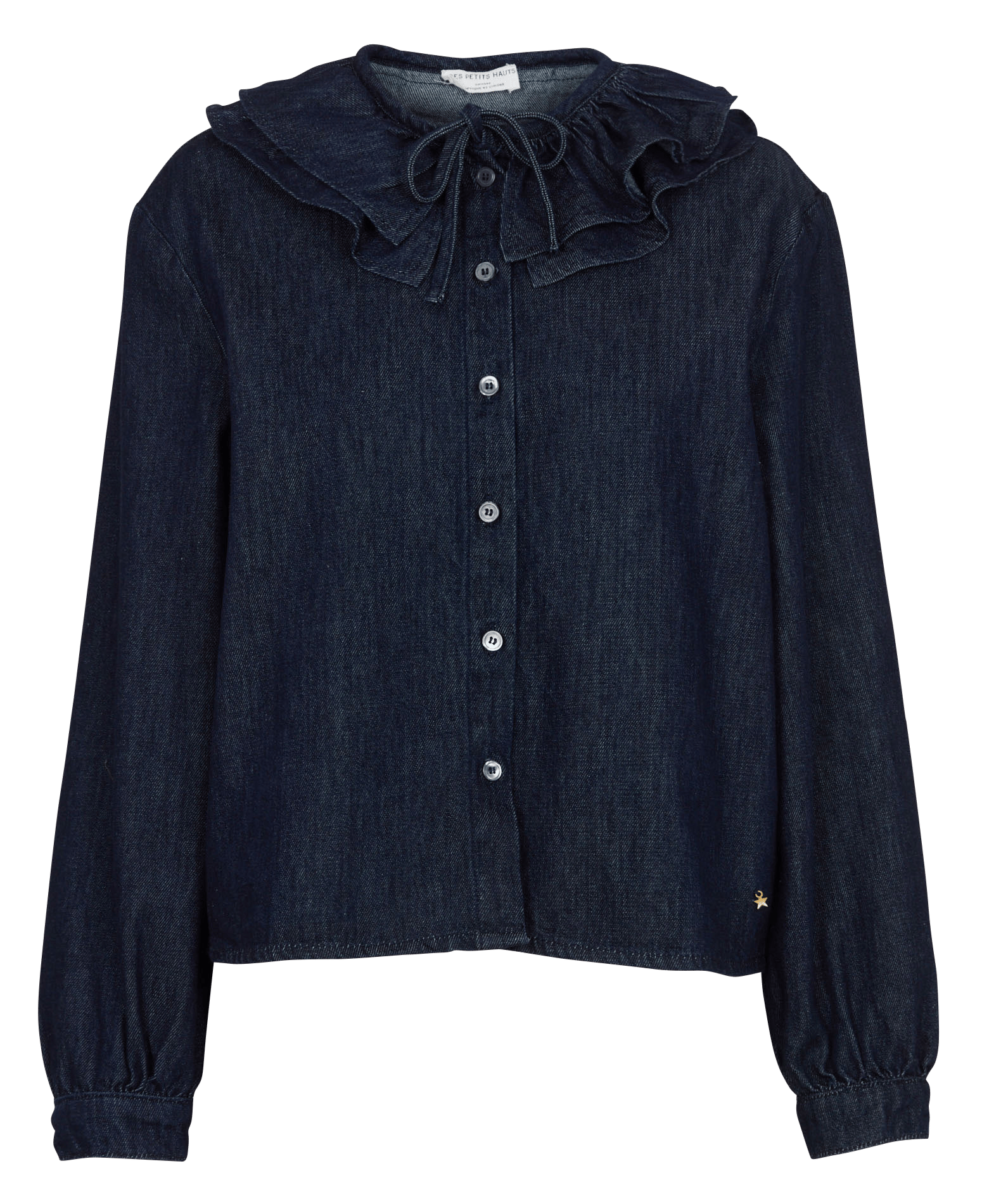 Ruimvallende, katoenen blouse met ronde hals DES PETITS HAUTS Blauw