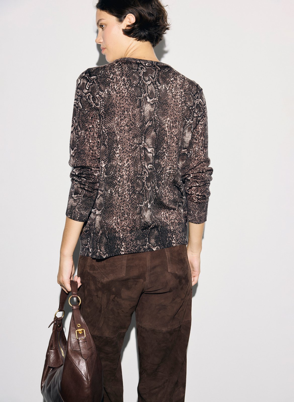 Wollen vest met pythonprint GERARD DAREL Bruin