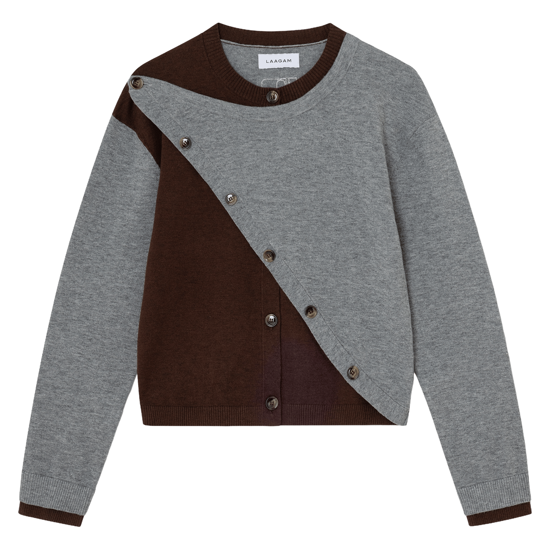 Gerade geschnittene Rundhals-Strickjacke LAAGAM Grau